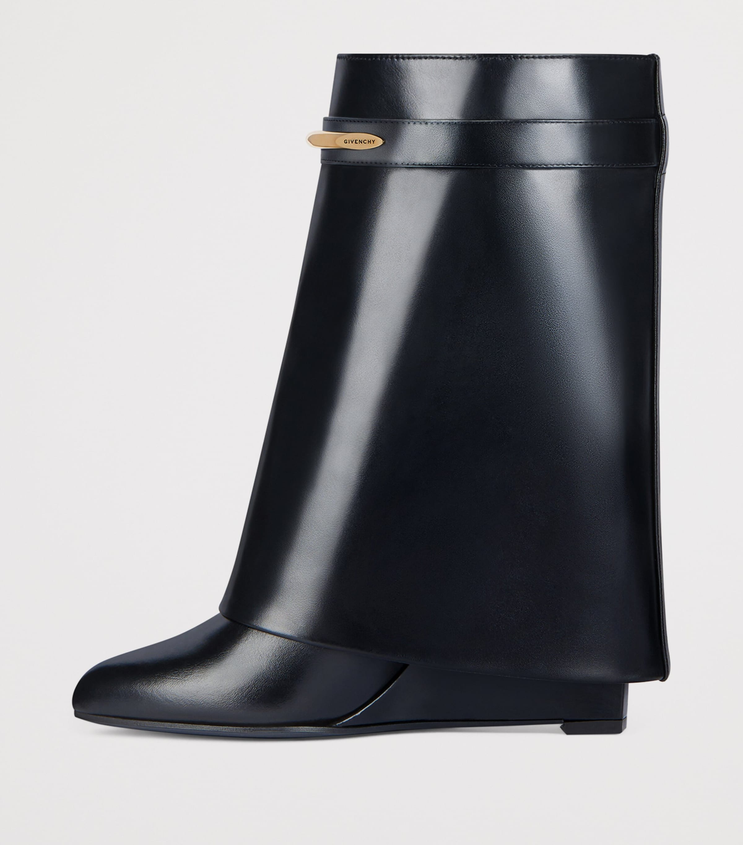 Leather Shark Ankle Boots 95 BLACK Image 3