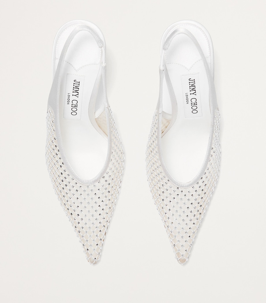 Isa 95 Leather Slingback Pumps WHITE/CRYSTAL Image 3