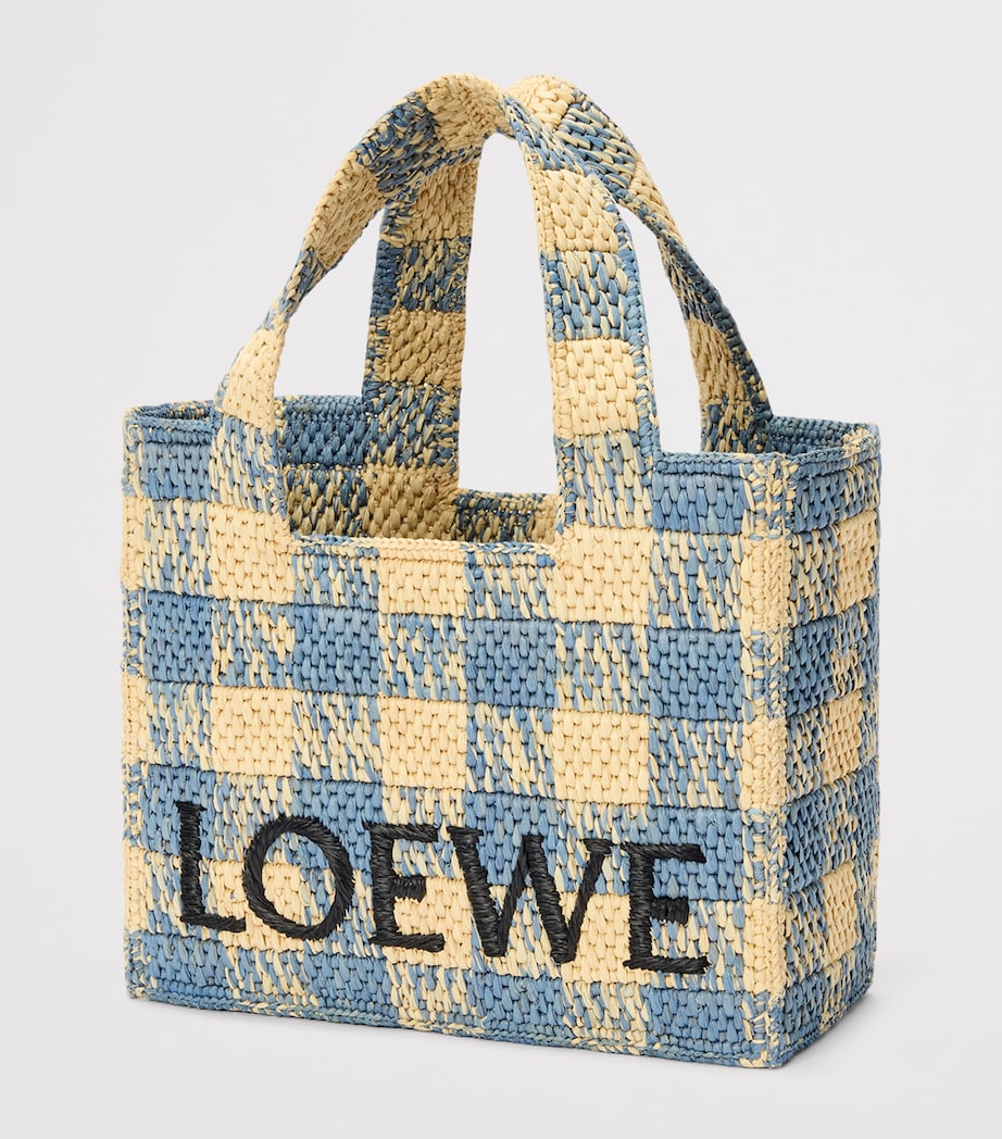 LOEWE x Paula's Ibiza Small Gingham Font Tote Bag Natural/light Blue Image 2