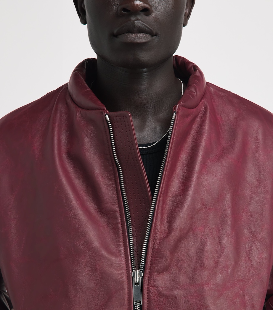 424 Mens Leather Bomber Jacket Pigeon Bld Image 3