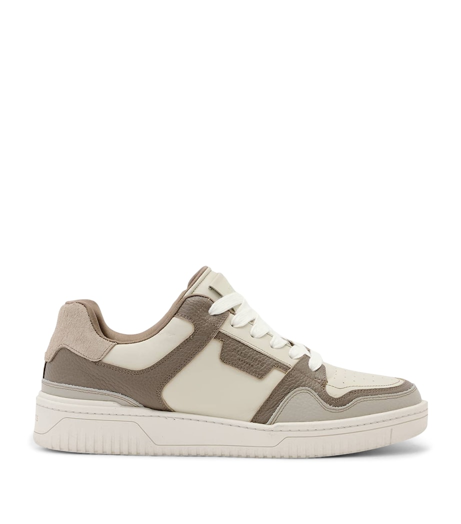 AllSaints Leather Regan Plus Low-Top Trainers Grey/off White Image 1