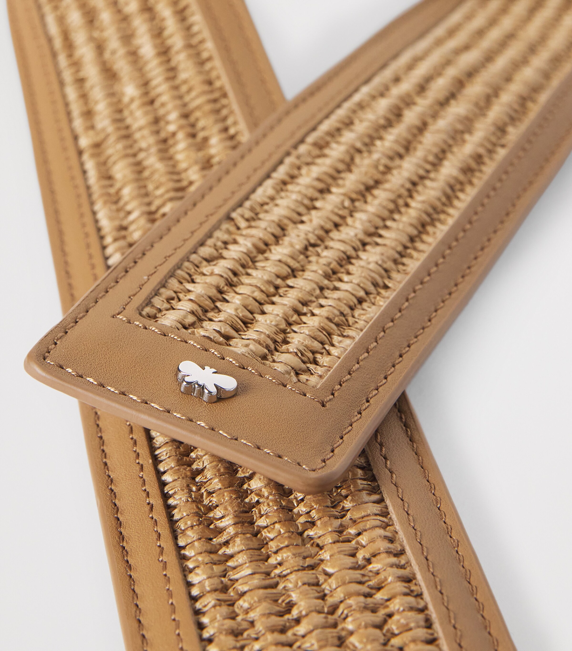 Weekend Max Mara Leather Braided-Trim Belt Tobacco Image 5