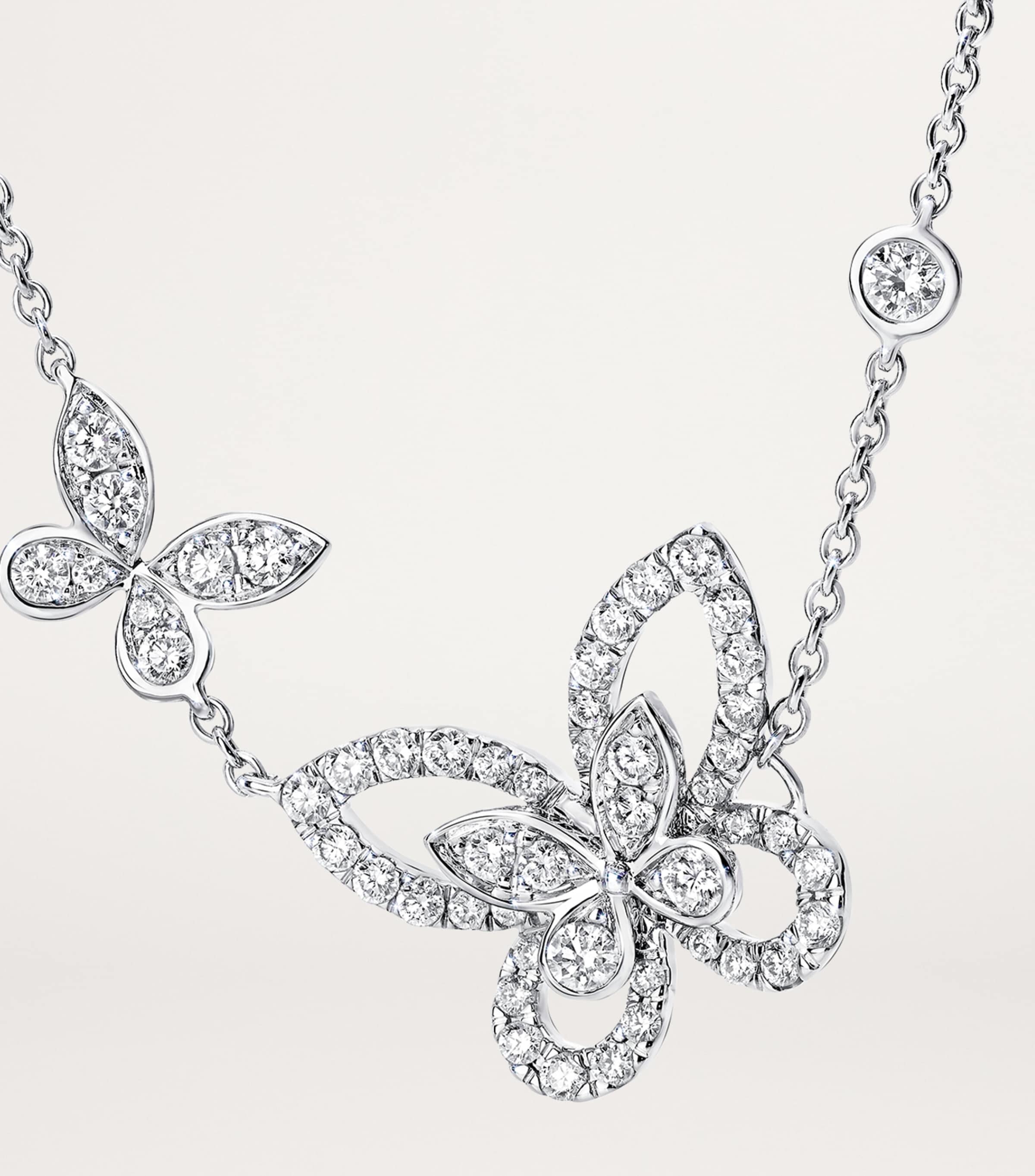 White Gold and Diamond Butterfly Necklace WHITE GOLD Image 4