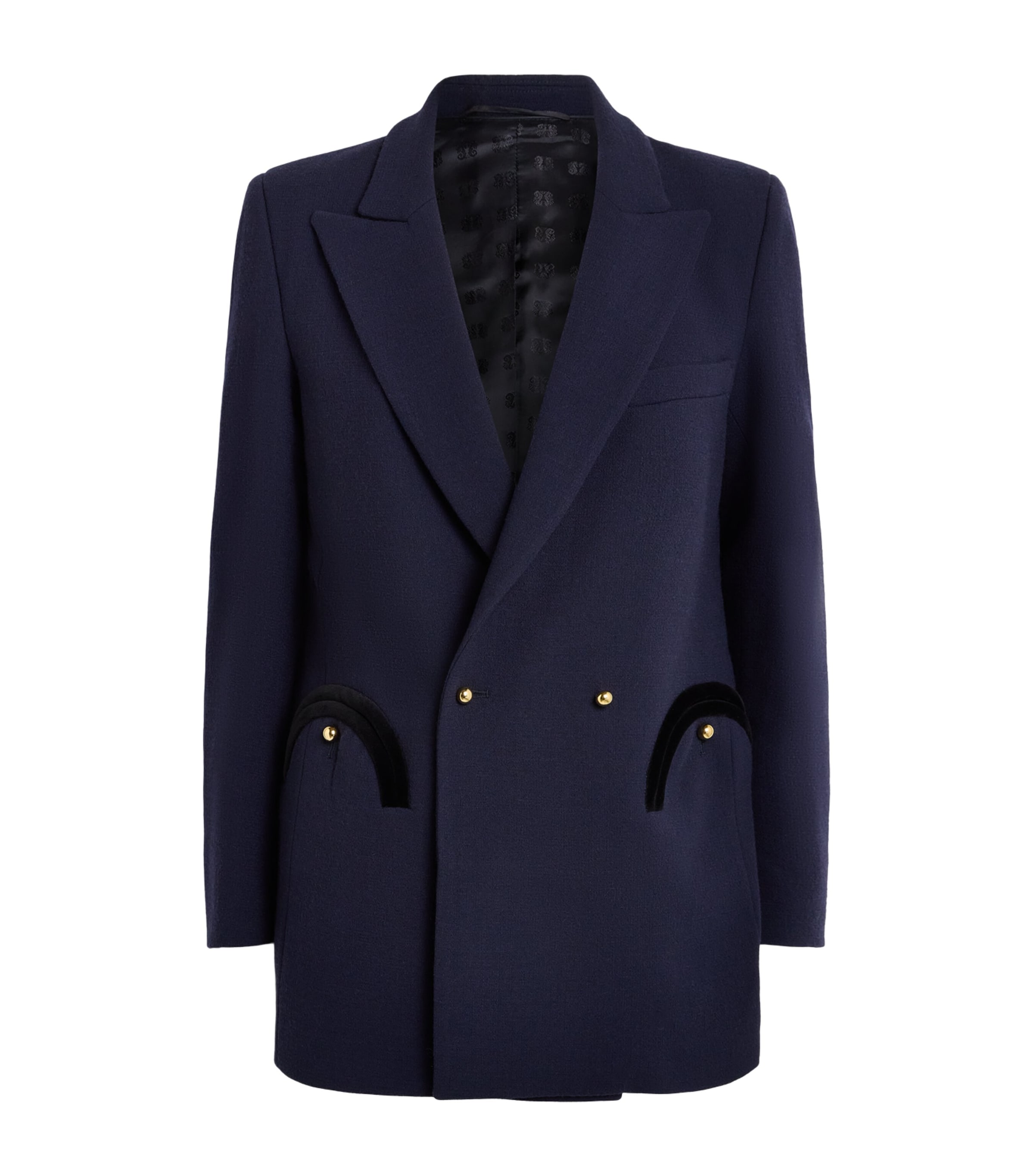 Blazé Milano Womens Virgin Wool Double-Breasted Everyday Blazer Navy Image 1