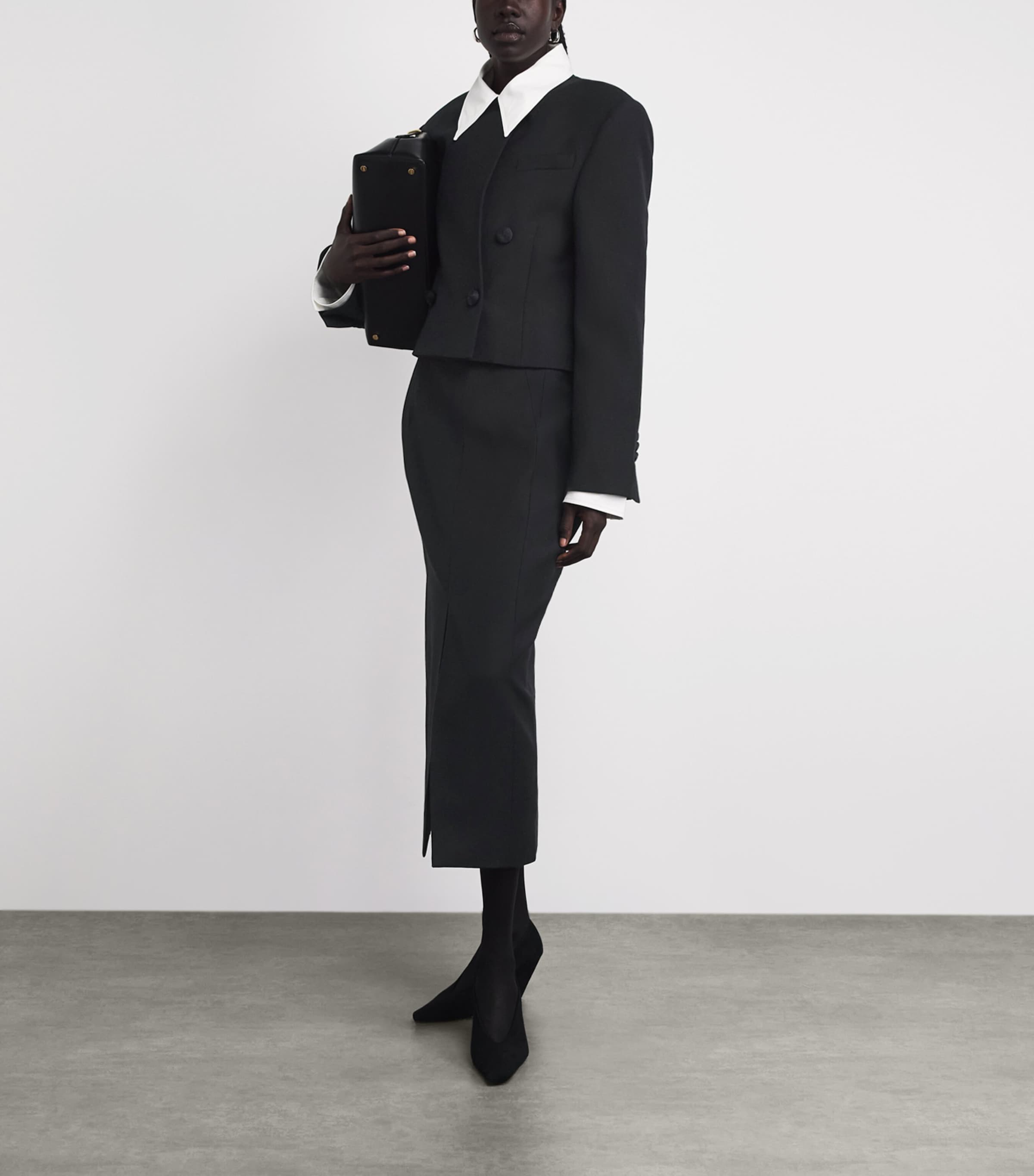 CAMILLA AND MARC Womens Wool Collarless Caius Blazer Dblk Black Image 2