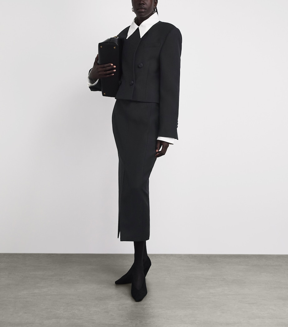 CAMILLA AND MARC Womens Wool Collarless Caius Blazer Dblk Black Image 2