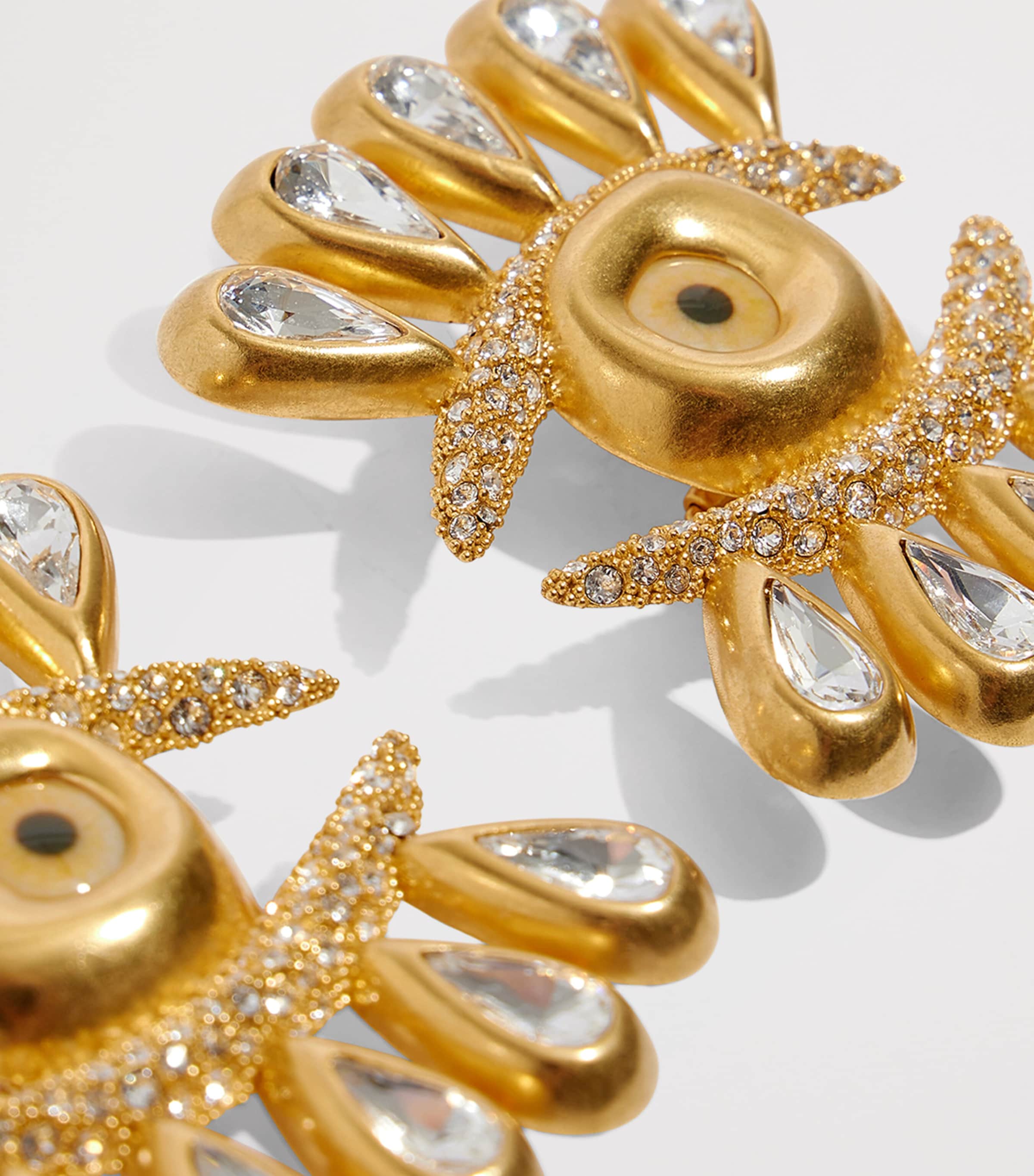 Rhinestone Eyelash Clip-On Earrings 046GOLD Image 3