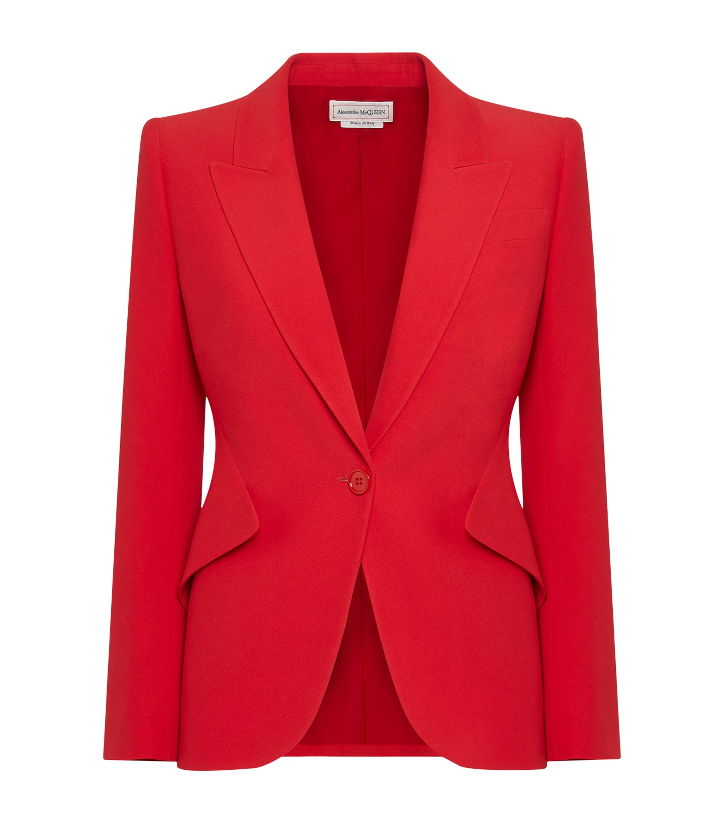 Alexander Mcqueen Peak Shoulder Leaf Crepe Jacket In Red