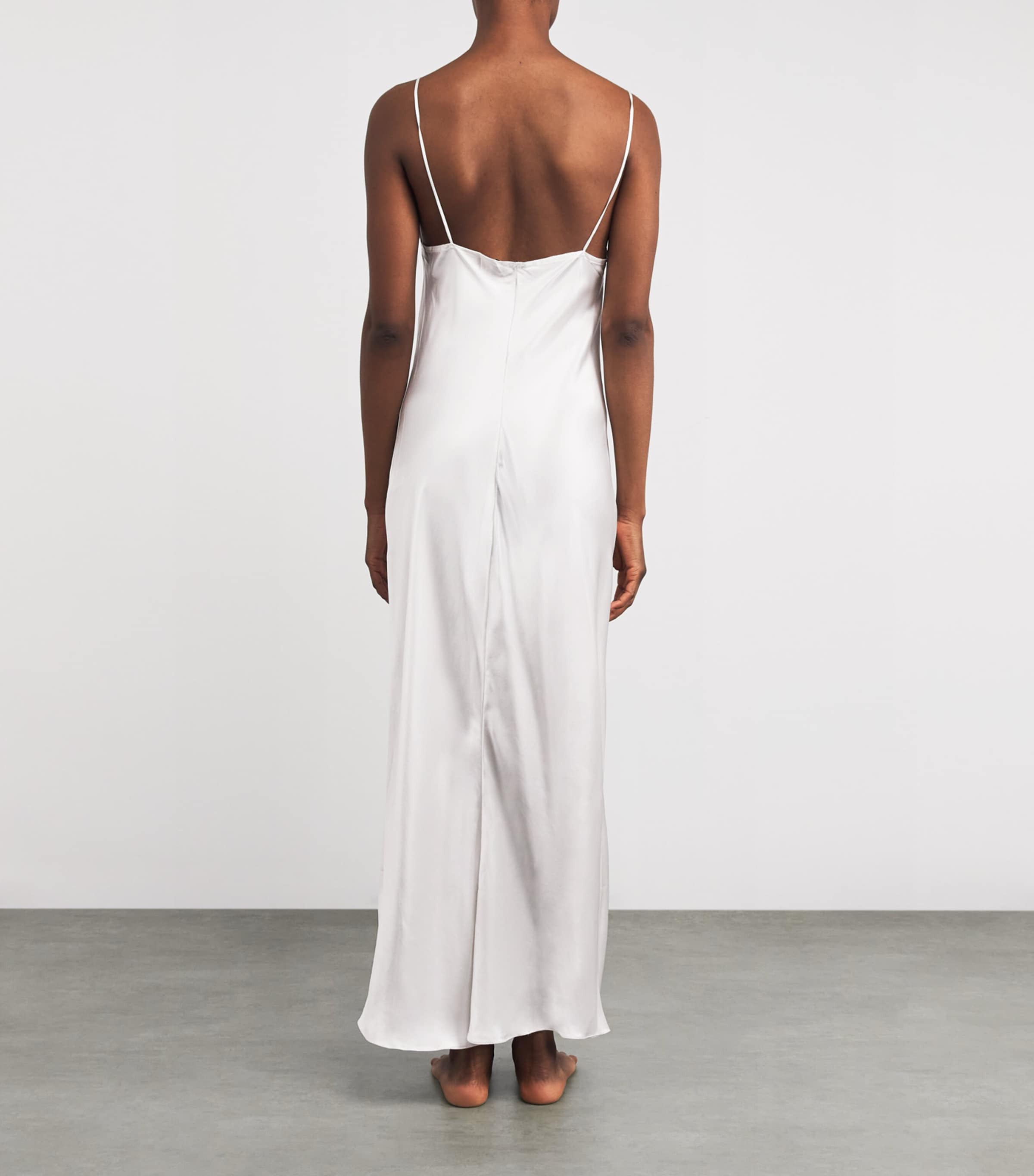 Silk Lace-Trim Maxi Slip Dress WHITE/WHITE Image 3