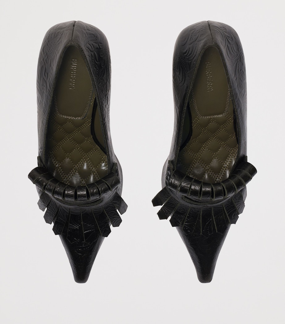 Leather Cameo Fringe Pumps 90 MOAT GREEN Image 4