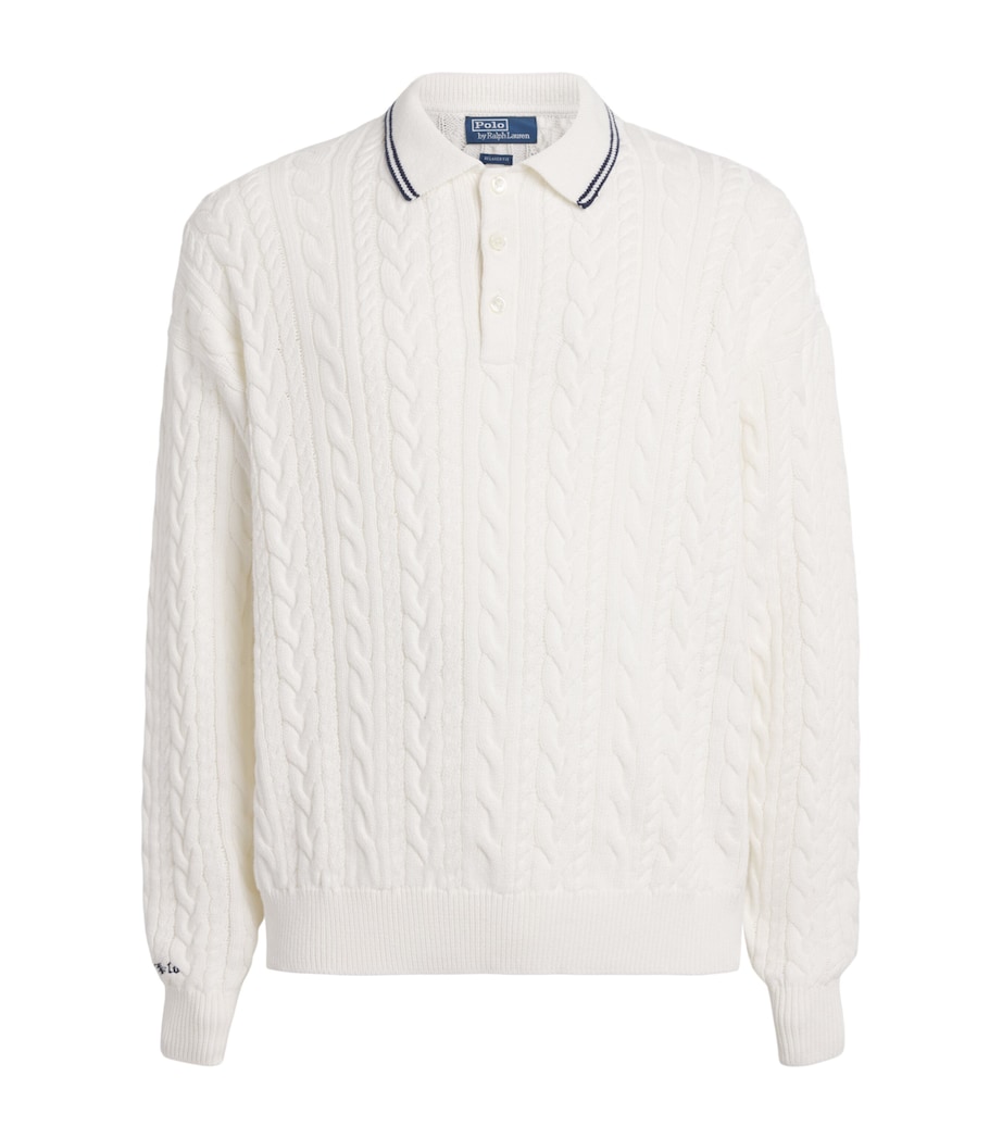 Polo Ralph Lauren Mens Cotton-Linen Cable-Knit Sweater Trophy Cream Image 1