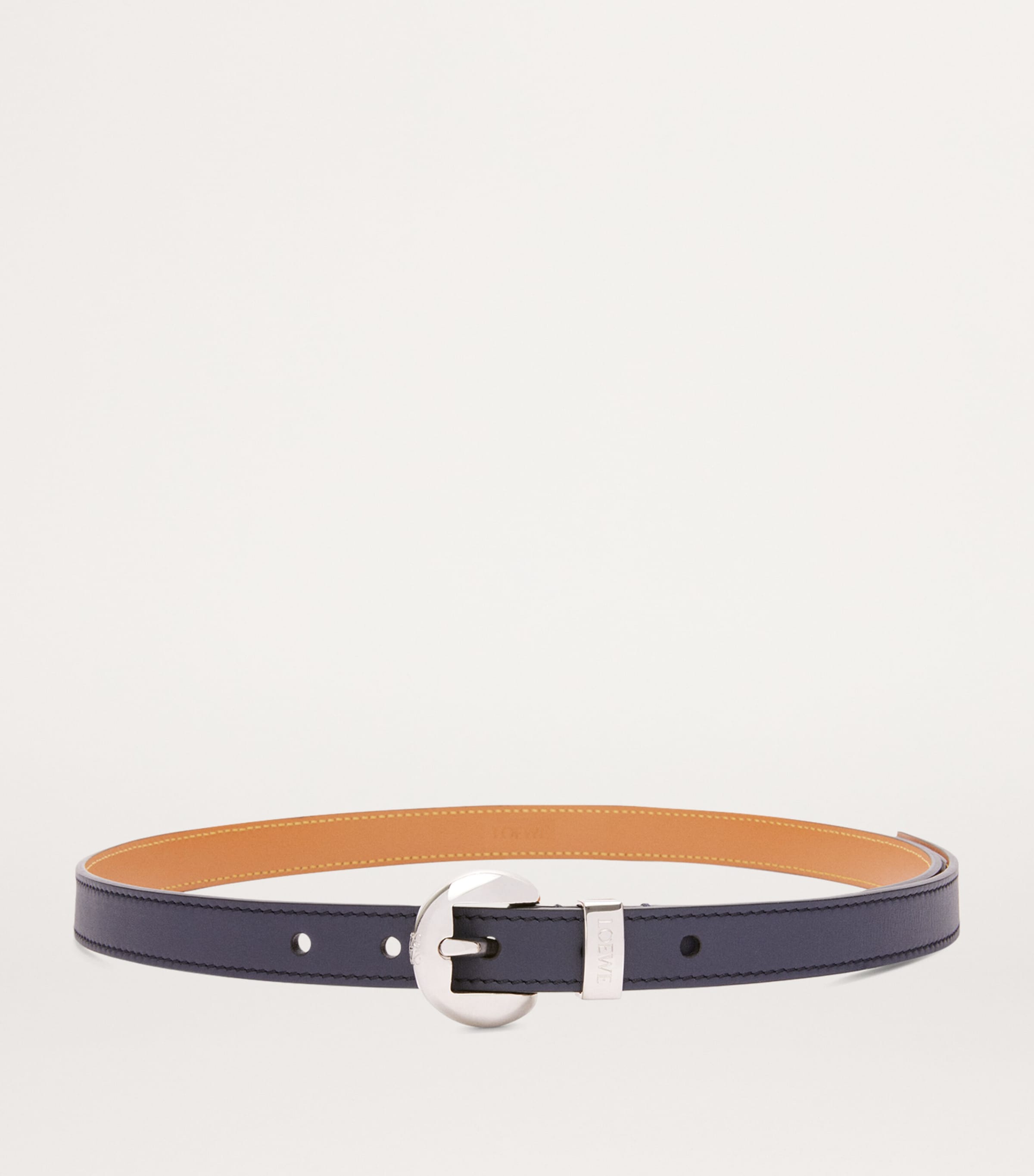 Leather Pebble Belt DEEP NAVY/PALLADIUM Image 2
