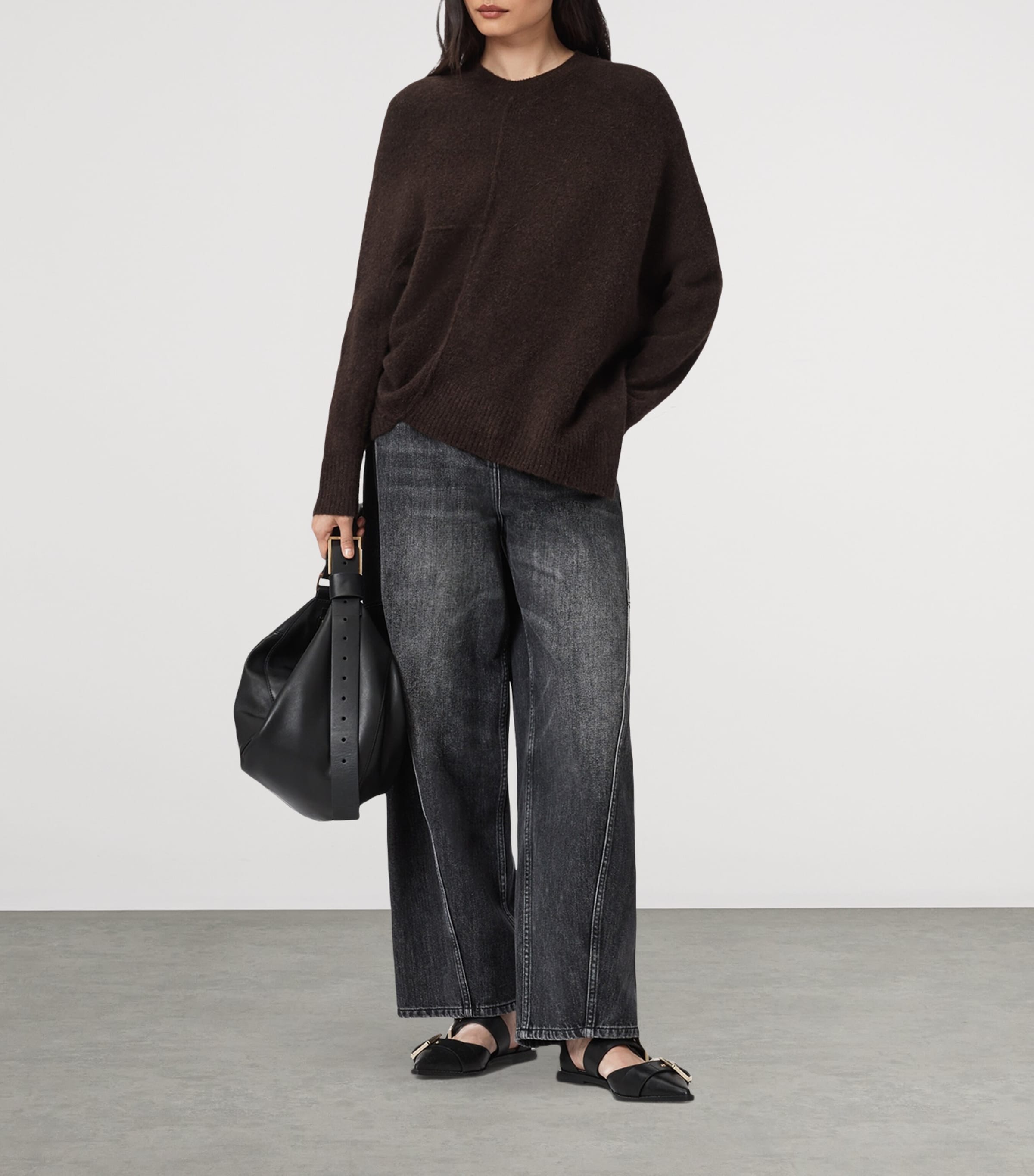 AllSaints Womens Wool-Blend Lock Sweater Oxblood Red Image 3