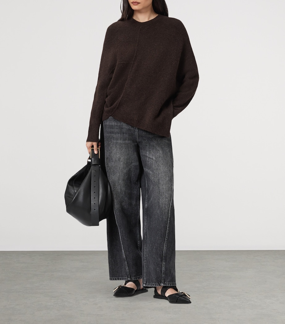 AllSaints Womens Wool-Blend Lock Sweater Oxblood Red Image 3
