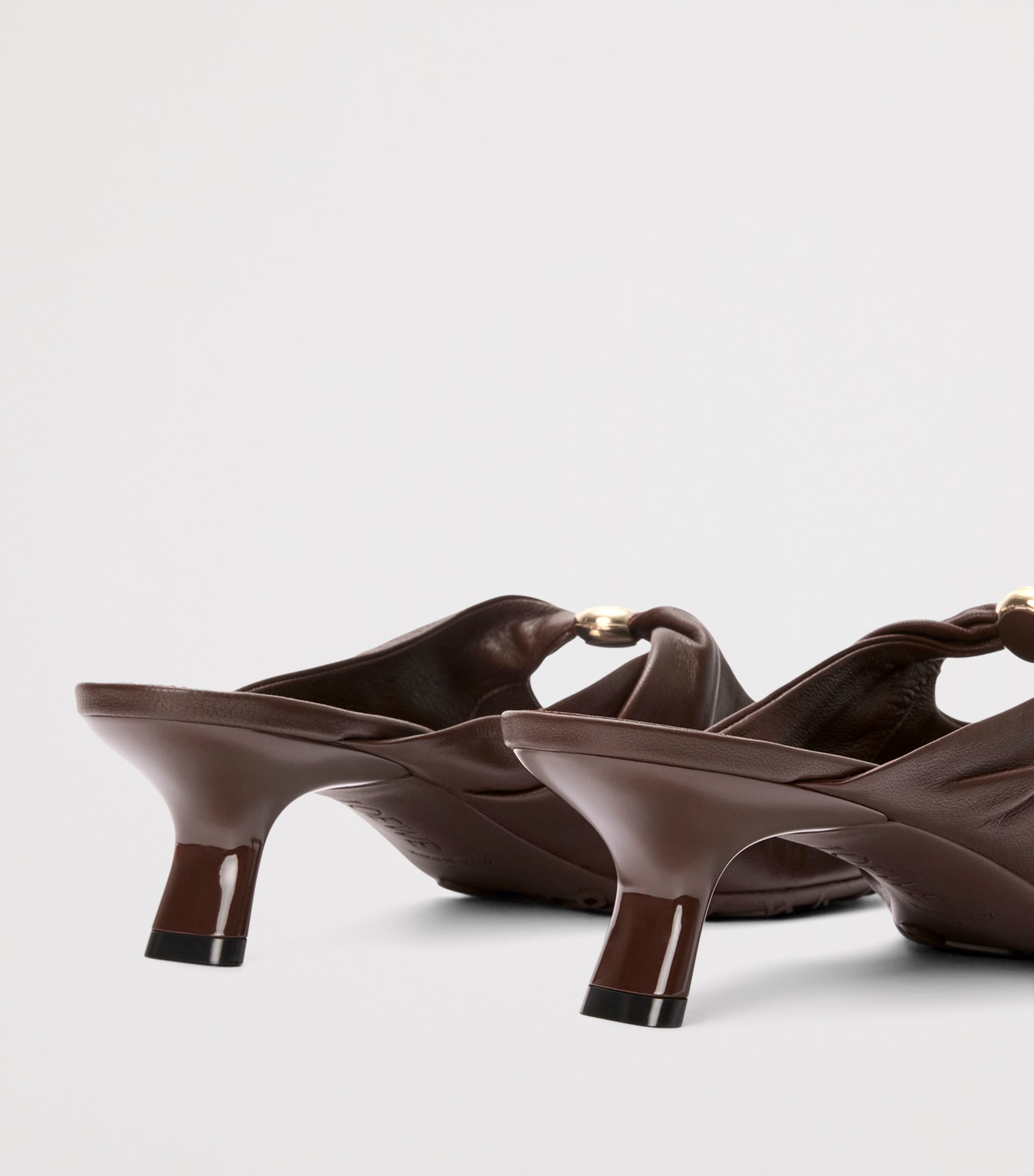 Lambskin Pebble Soft Heeled Mules 45 BROWNIE Image 2