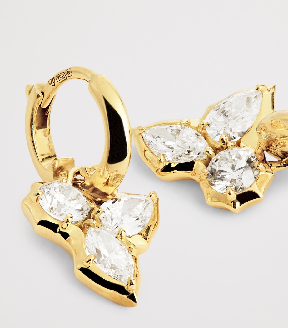 Yellow Gold and Diamond Poppy Huggie Earrings YELLOW GOLD Image 5