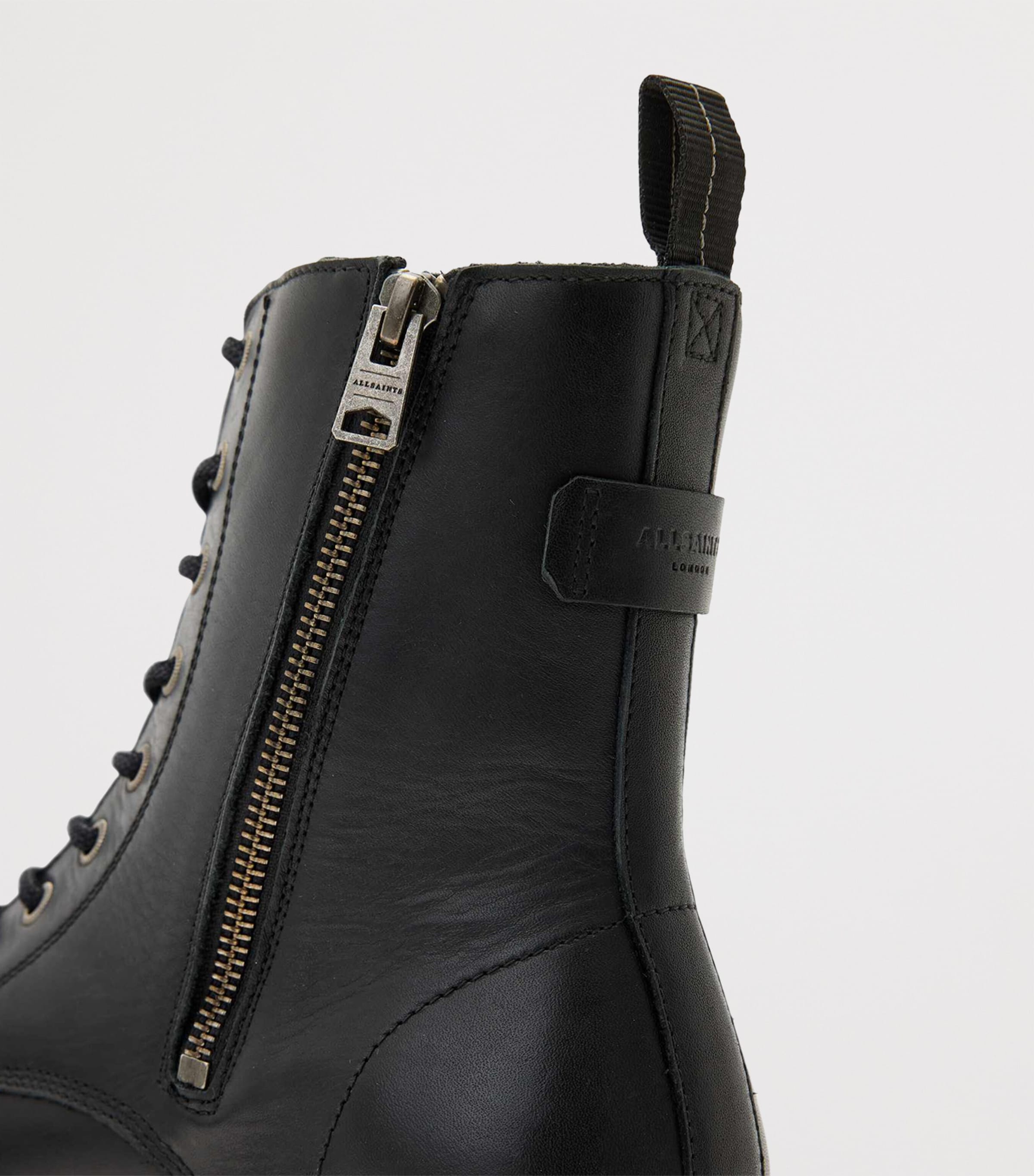 Leather Skiff Military Boots BLACK Image 5