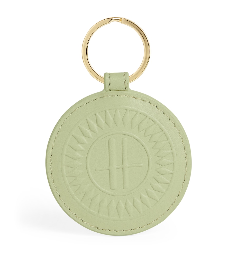 Leather Logo Circle Keyring GREEN Image 1