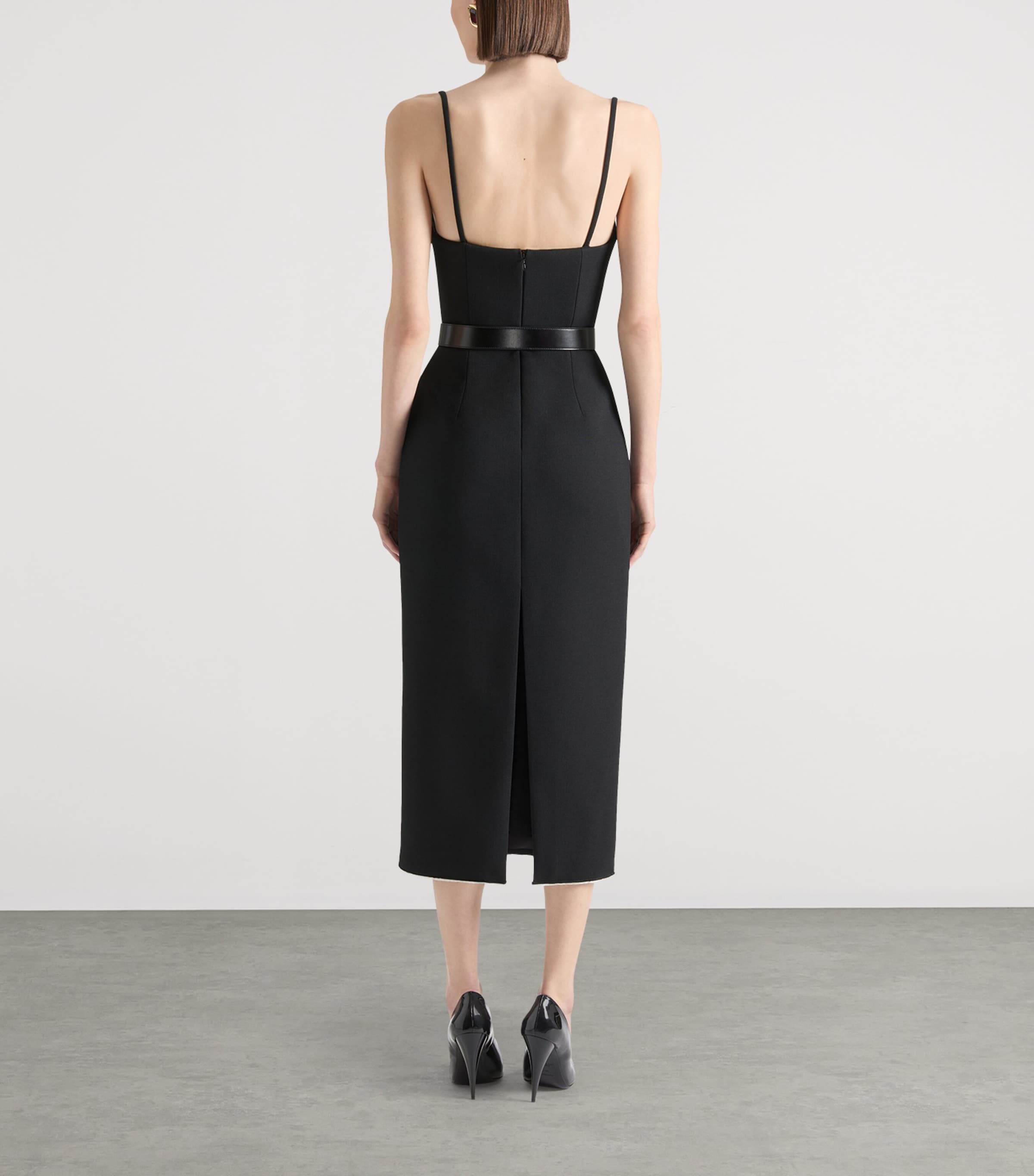 Wool-Blend Bustier Midi Dress BLACK Image 3