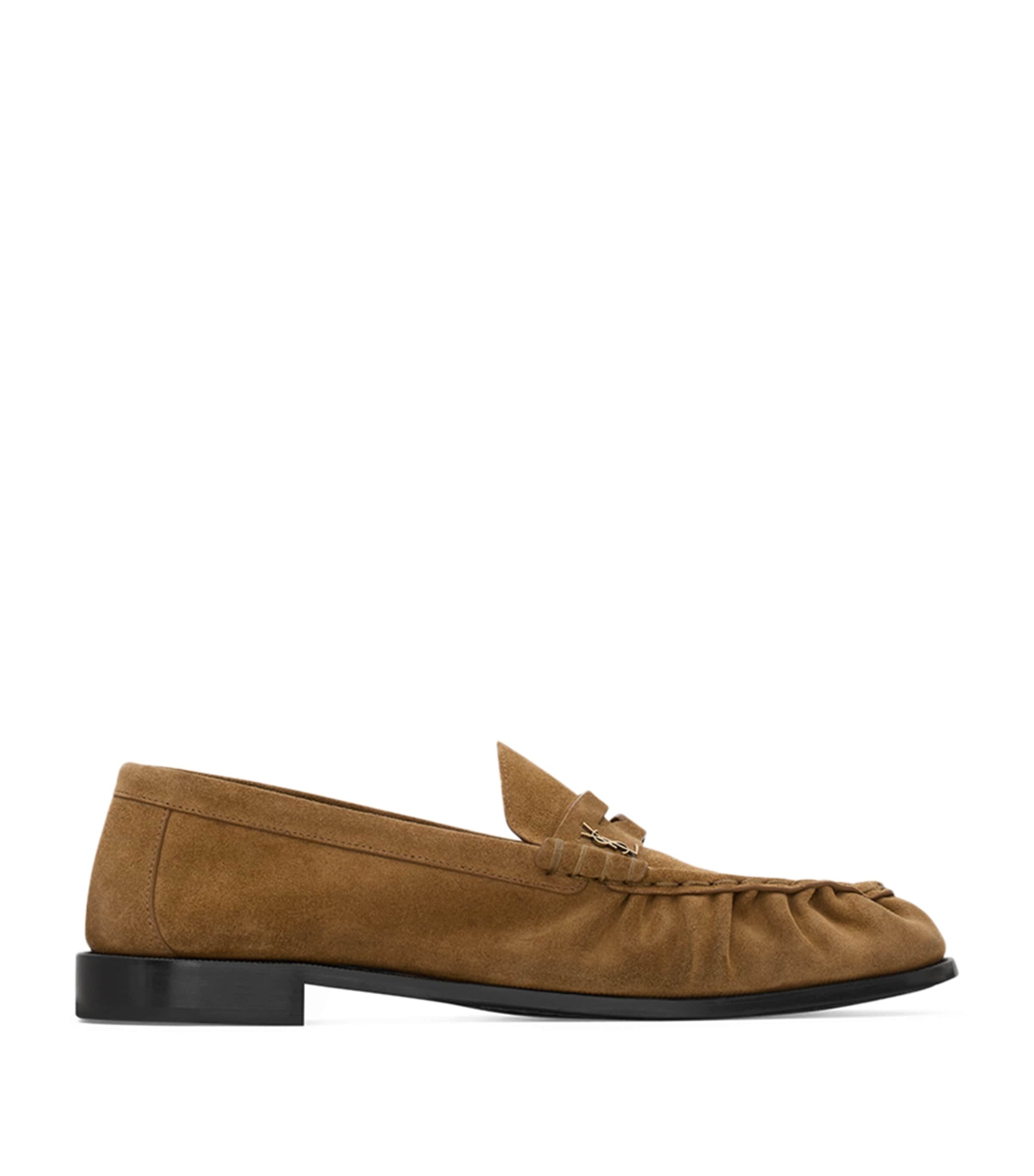 Saint Laurent Le Loafer Suede Penny Loafers In Nude
