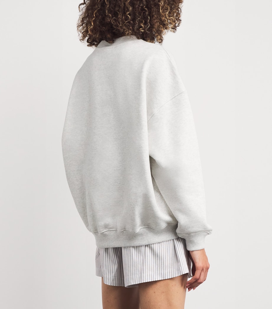 Organic Cotton Varsity Chainstitch Sweatshirt LIGHT GREY MELANGE Image 4