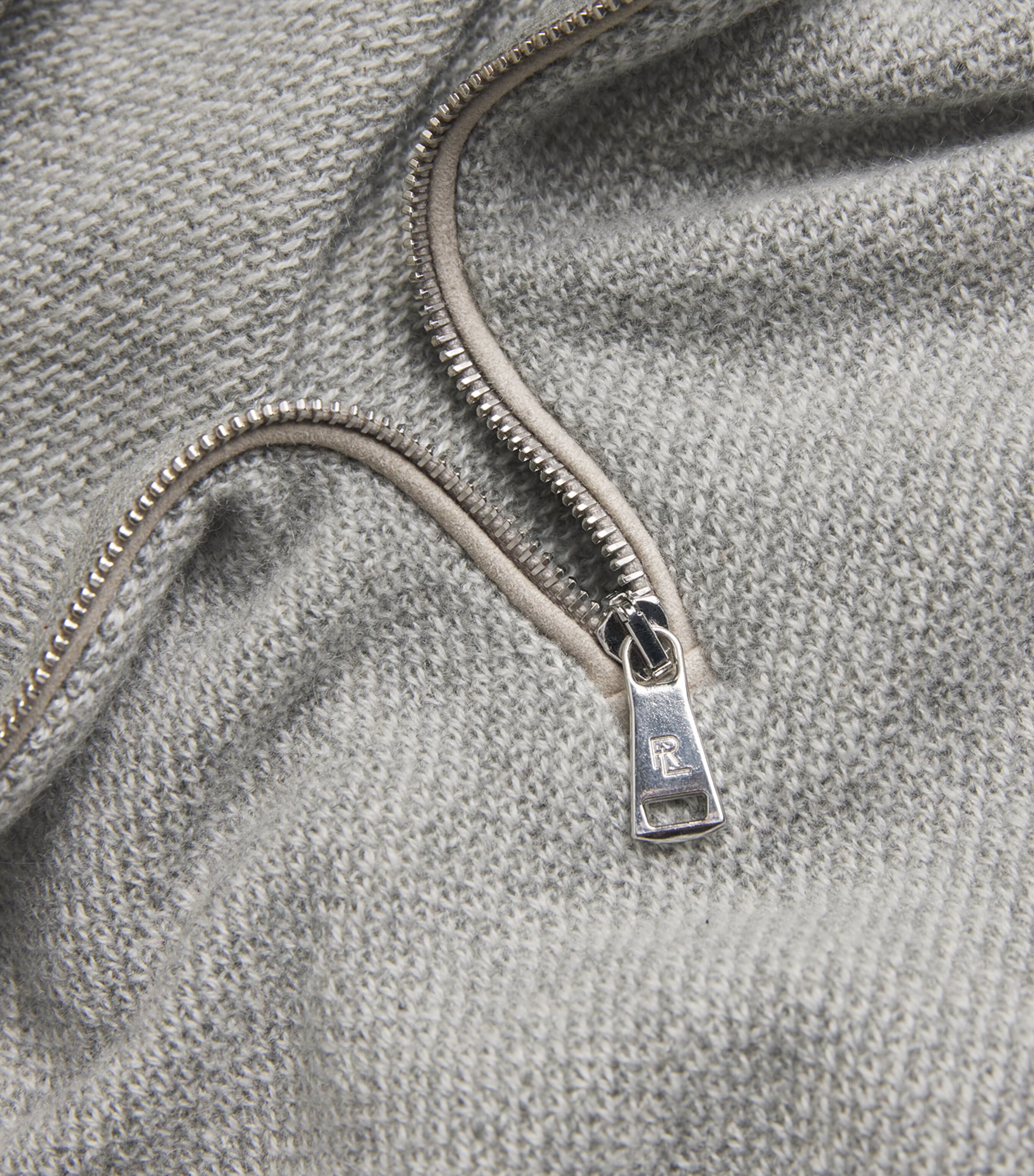 Cashmere Quarter-Zip Sweater  LIGHT GREY HEATHER Image 5