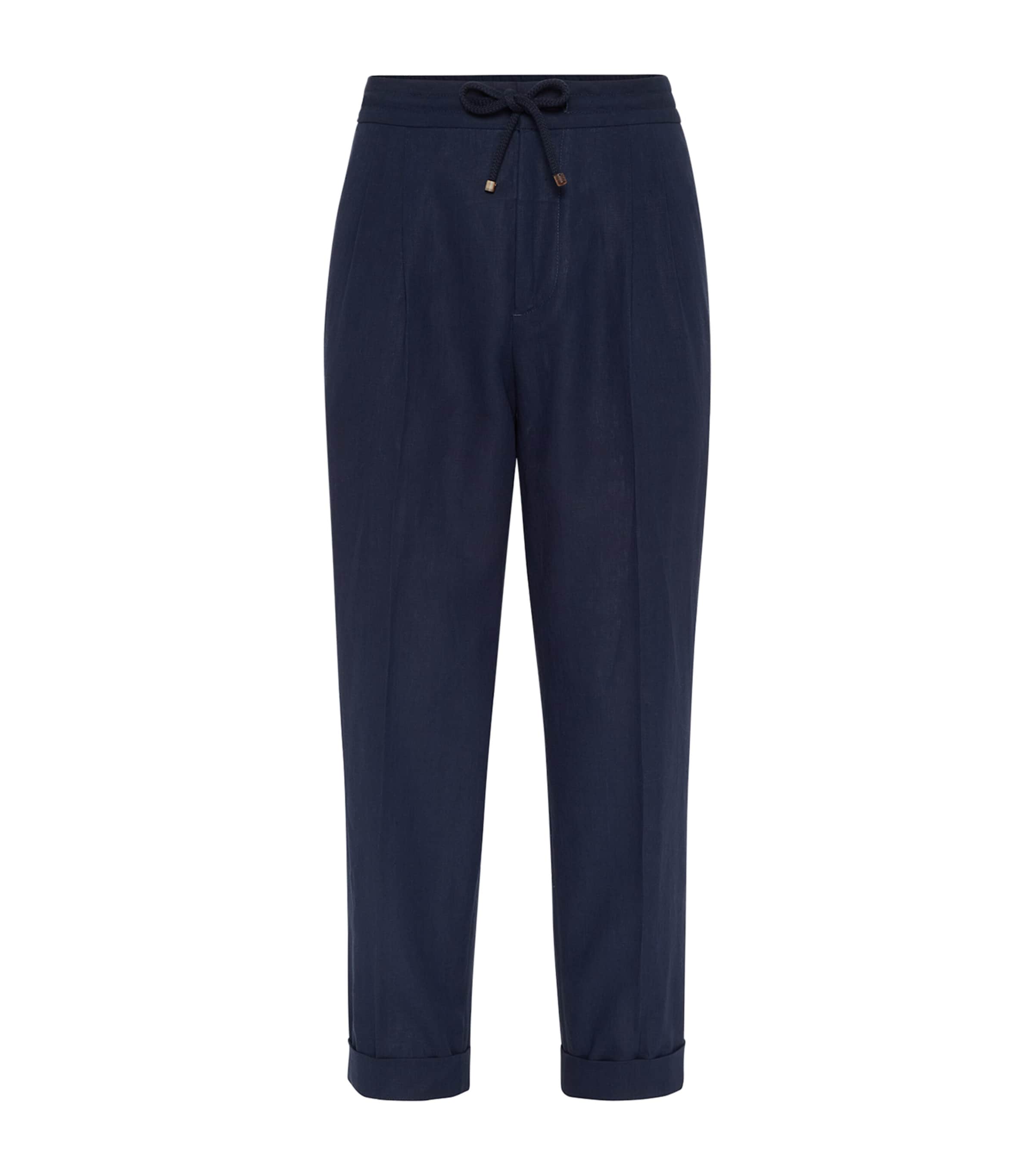 Brunello Cucinelli Leisure Fit Trousers With Double Pleats In Blue
