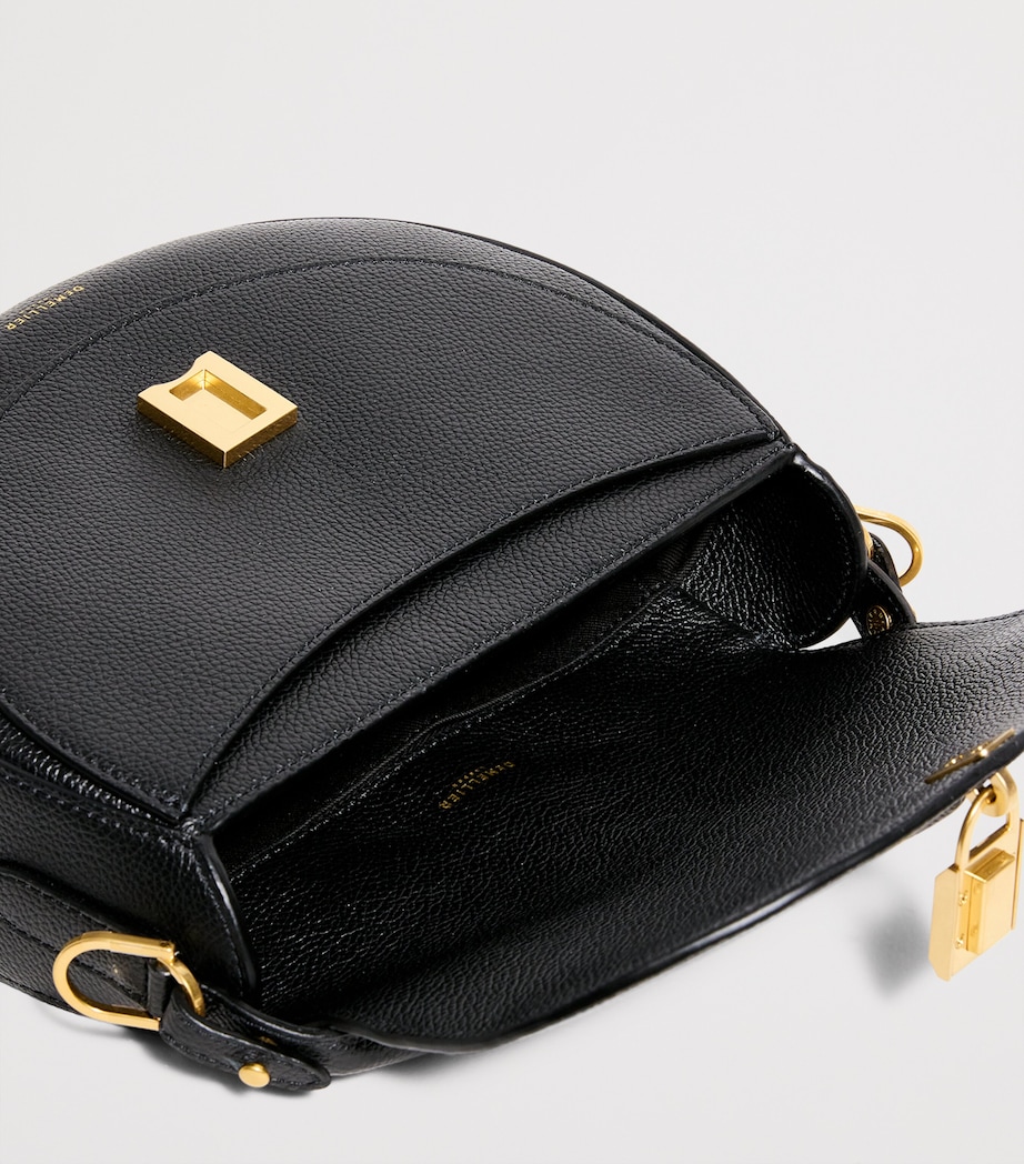 Small Leather Siena Saddle Bag BLACK F03 Image 4