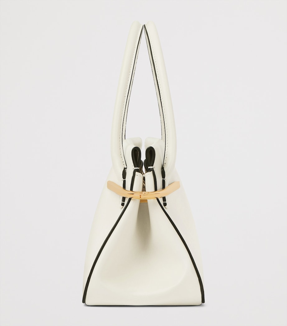 Medium Leather Pinch Top-Handle Bag IVORY Image 3