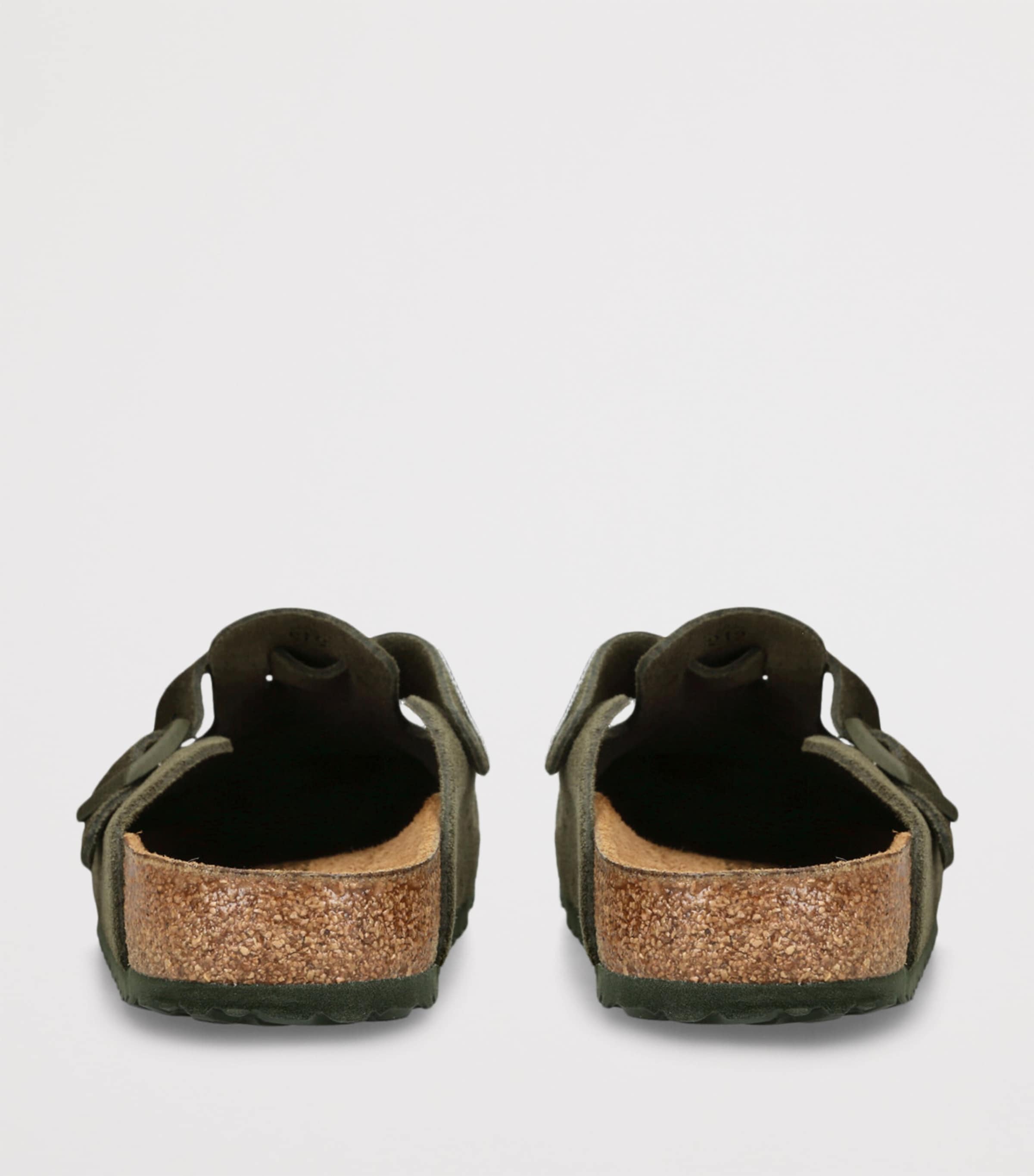 Birkenstock Suede Boston Clogs Dark Green Image 2
