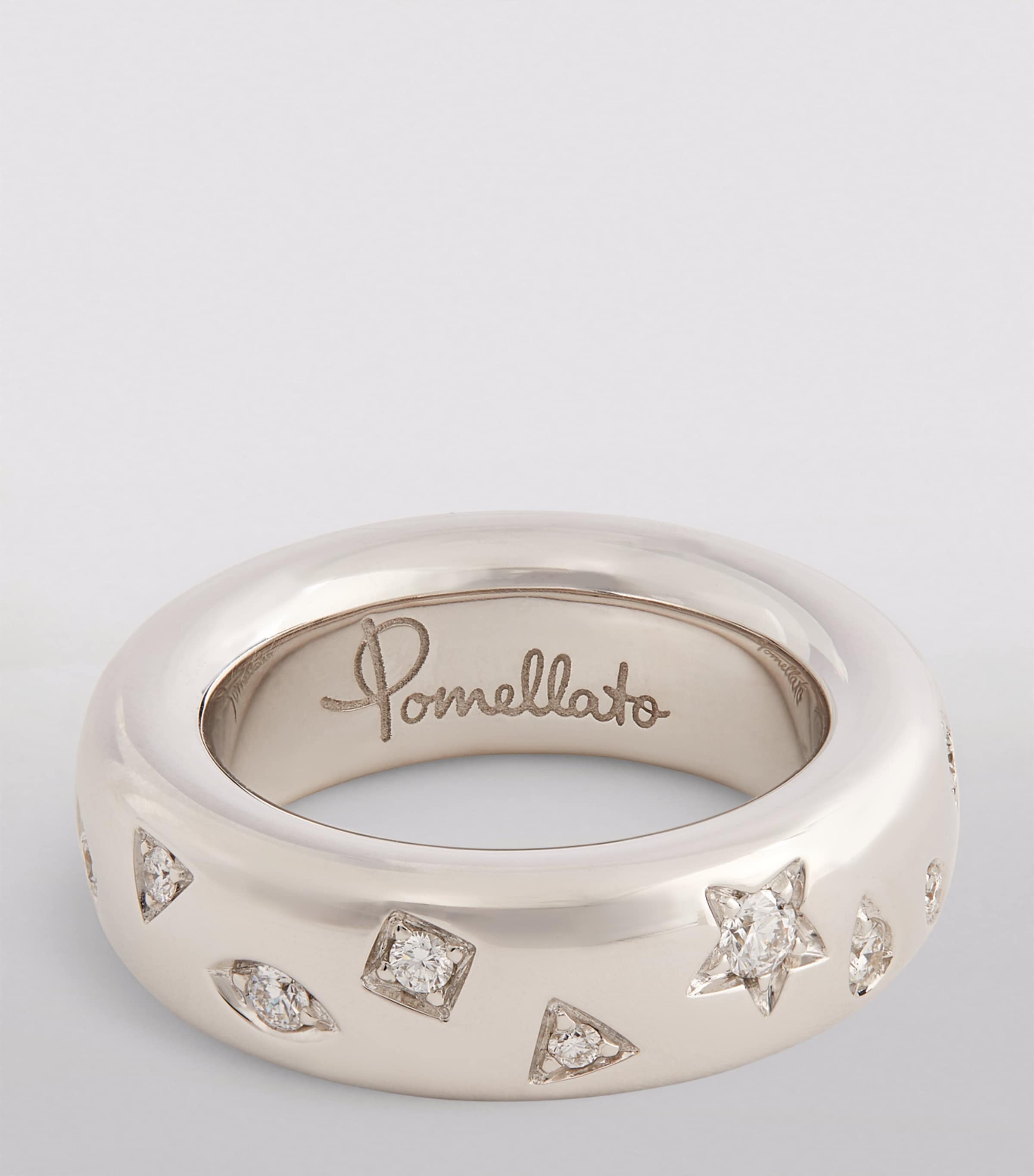 Pomellato Rhodium-Plated White Gold and Diamond Medium Iconica Ring Image 3