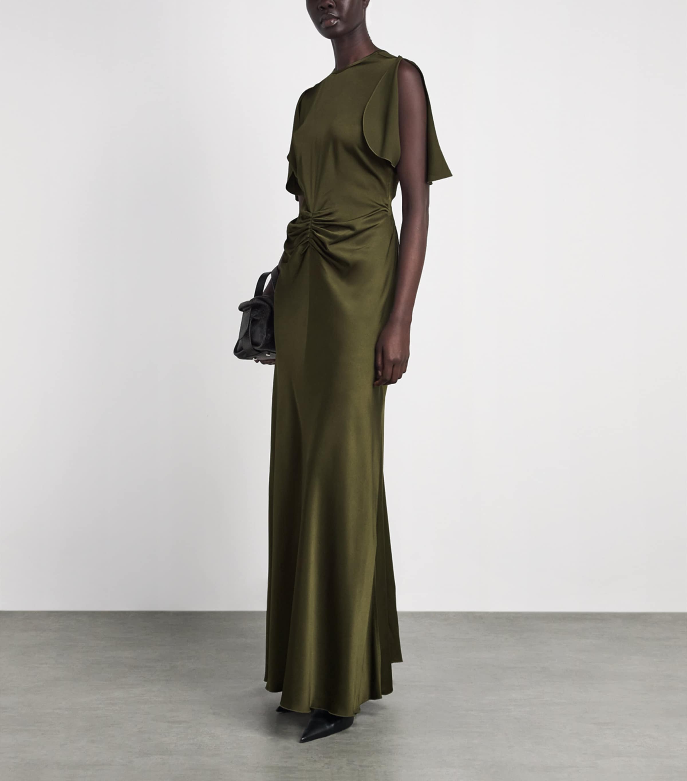 Victoria Beckham Womens Satin Isabella Gown Green Image 2