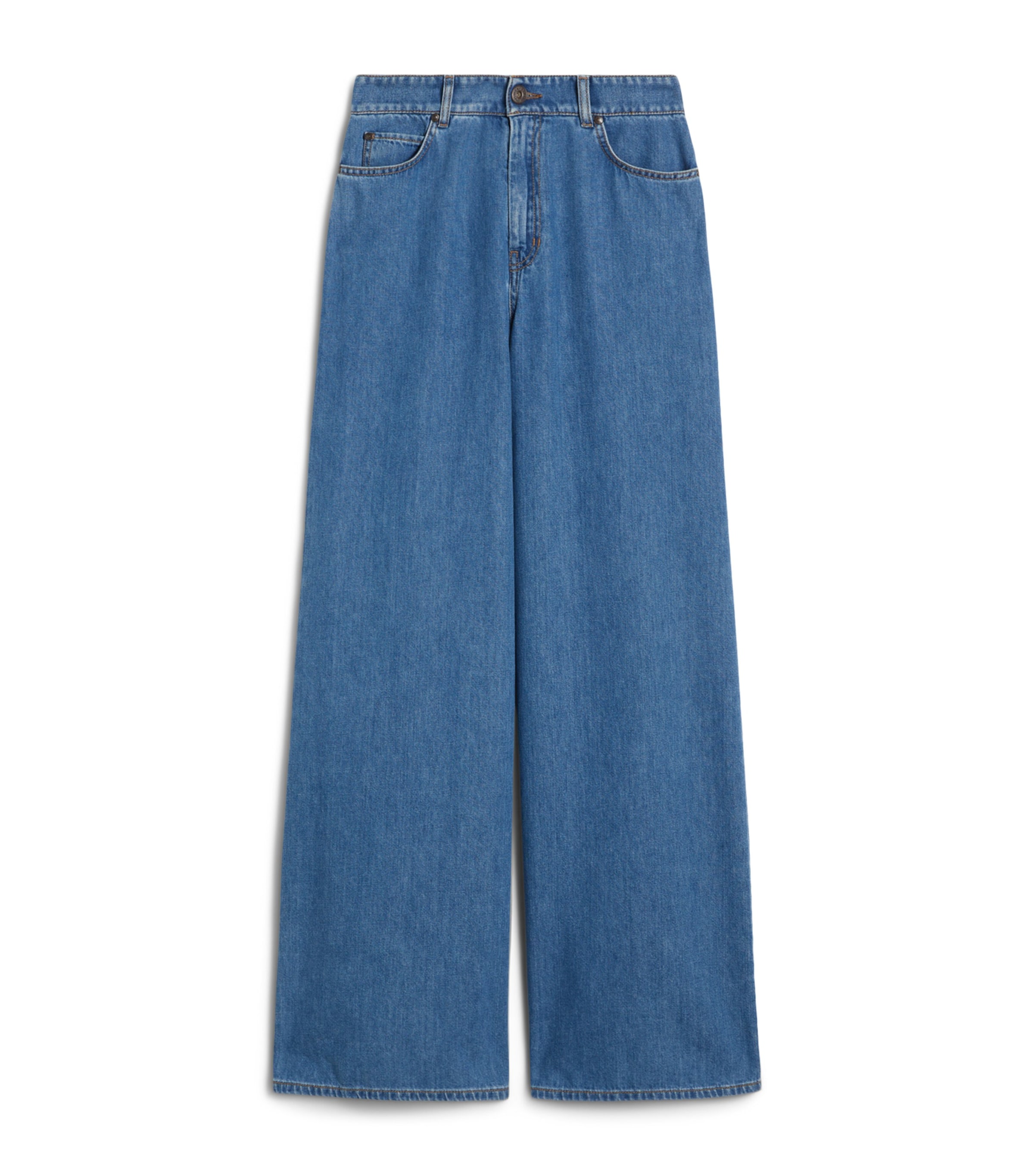 Weekend Max Mara Womens Soft Cotton Wide-Leg High-Rise Jeans Navy Image 1
