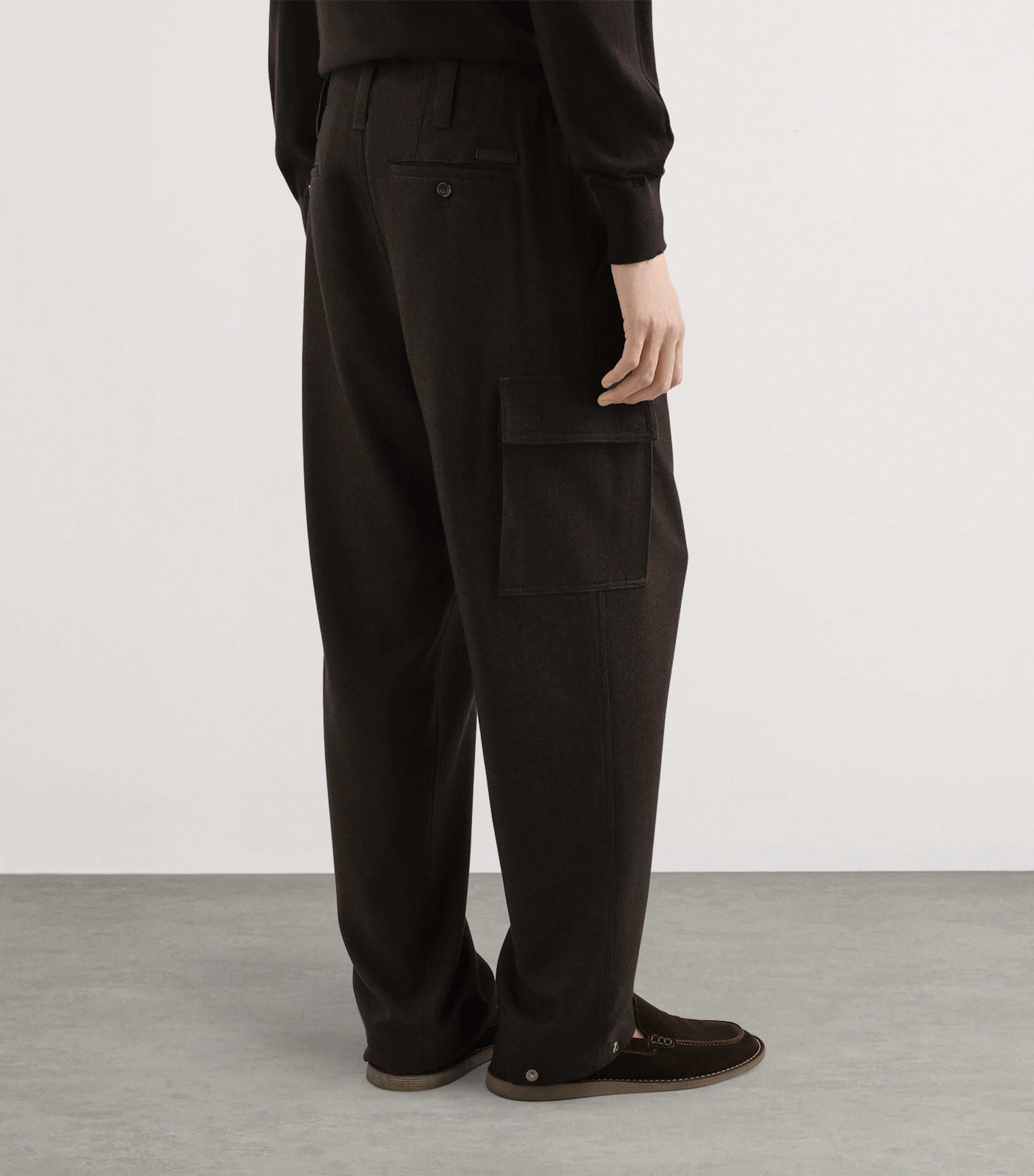 Wool-Blend Cargo Trousers M3977-BROWN Image 2