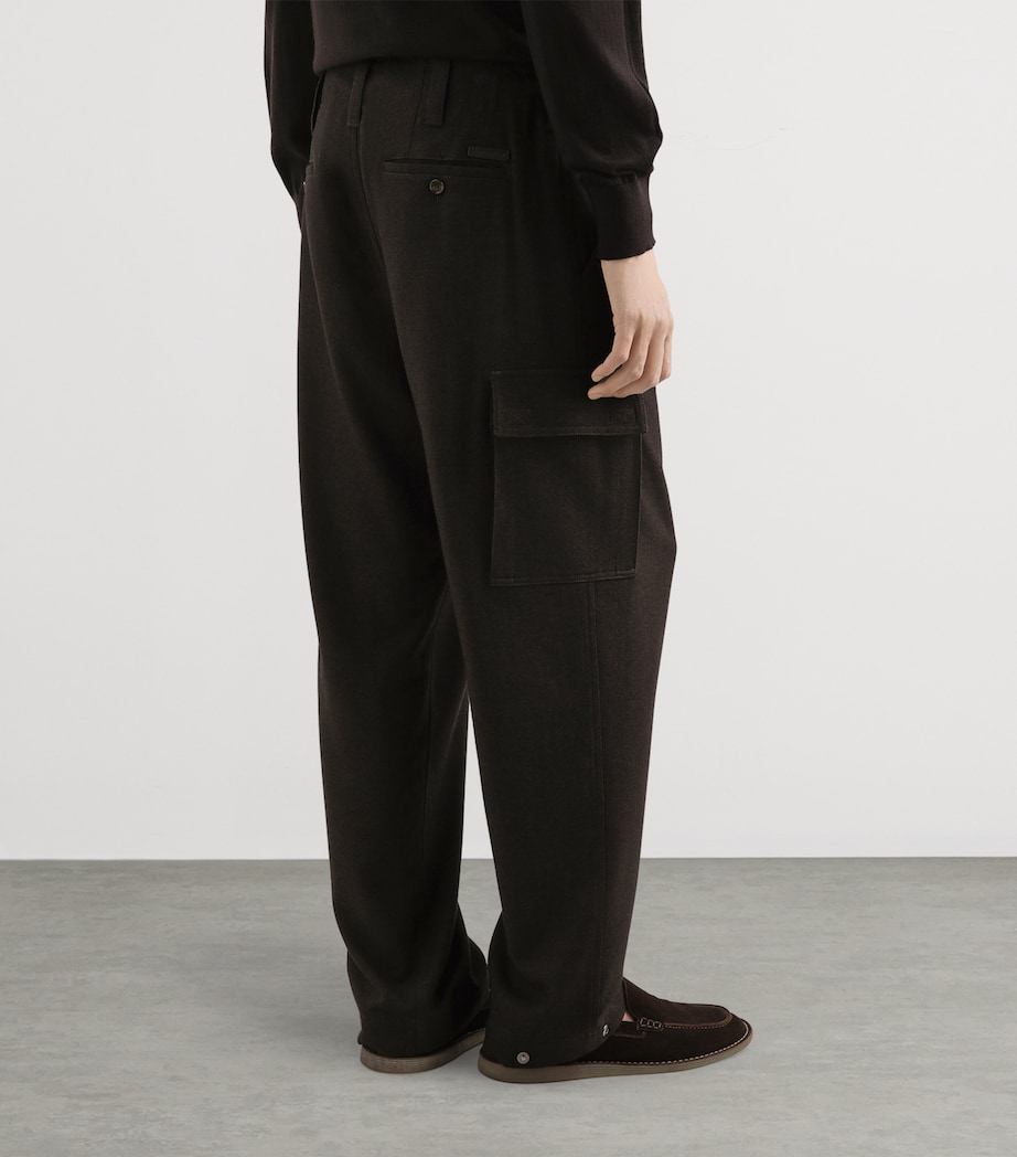 Wool-Blend Cargo Trousers M3977-BROWN Image 2