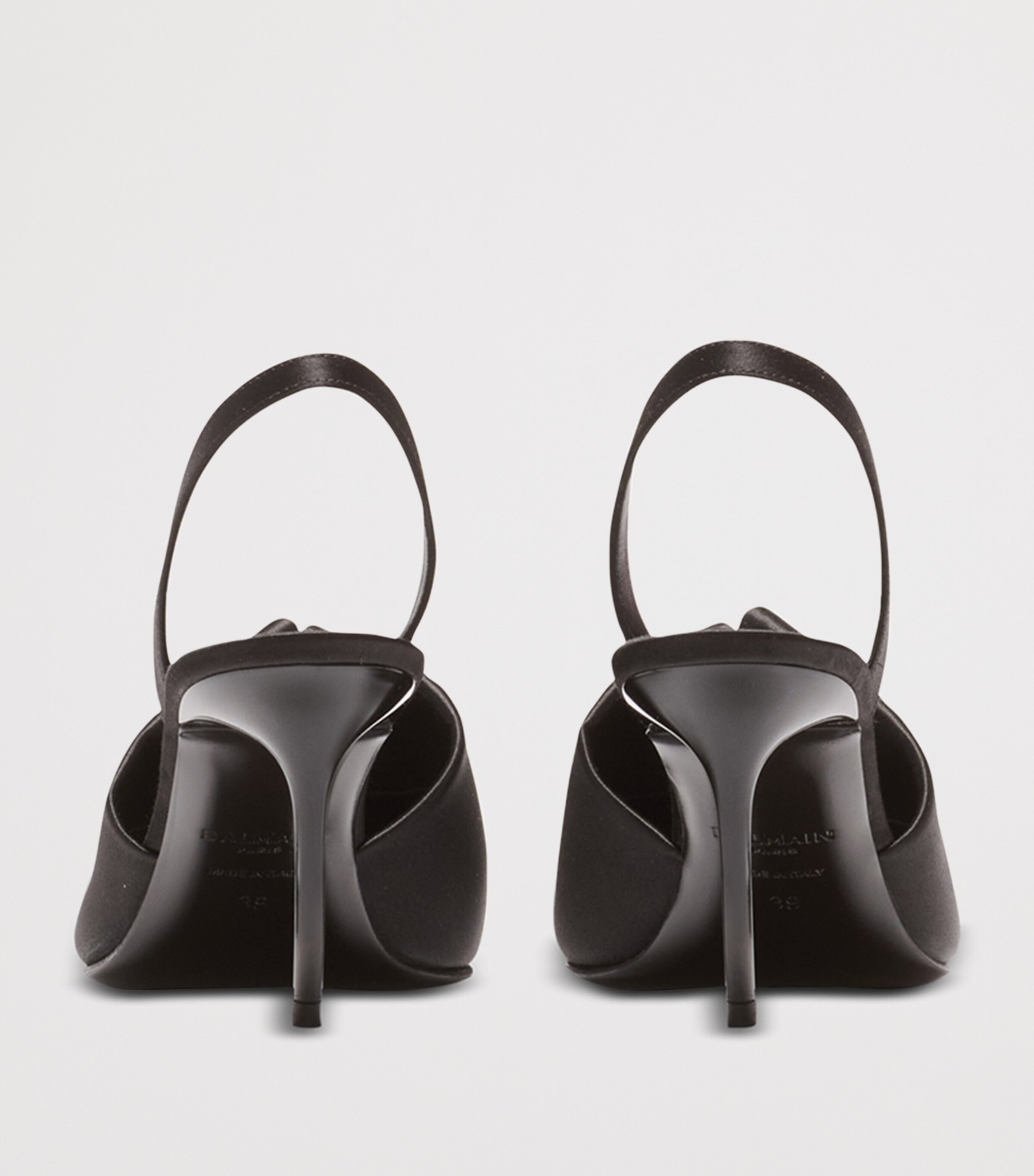 Satin Pierced Slingback Heeled Mules 75 0PA NOIR Image 7