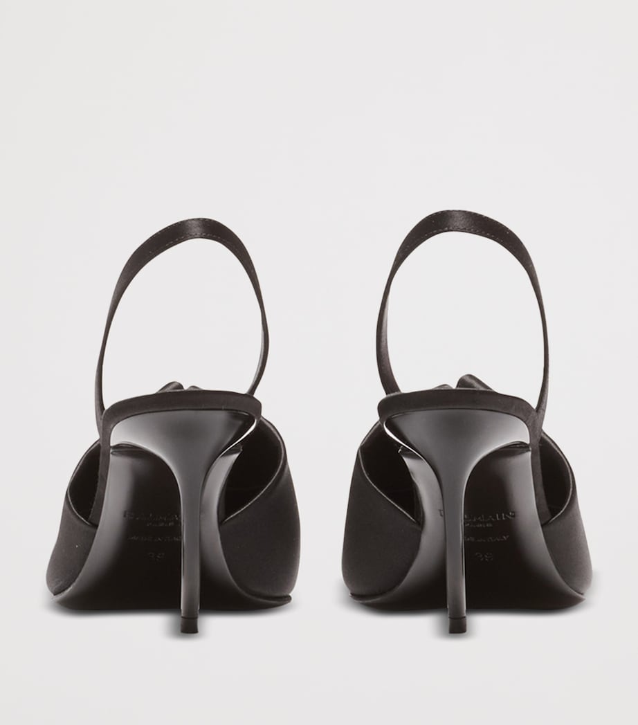 Satin Pierced Slingback Heeled Mules 75 0PA NOIR Image 7