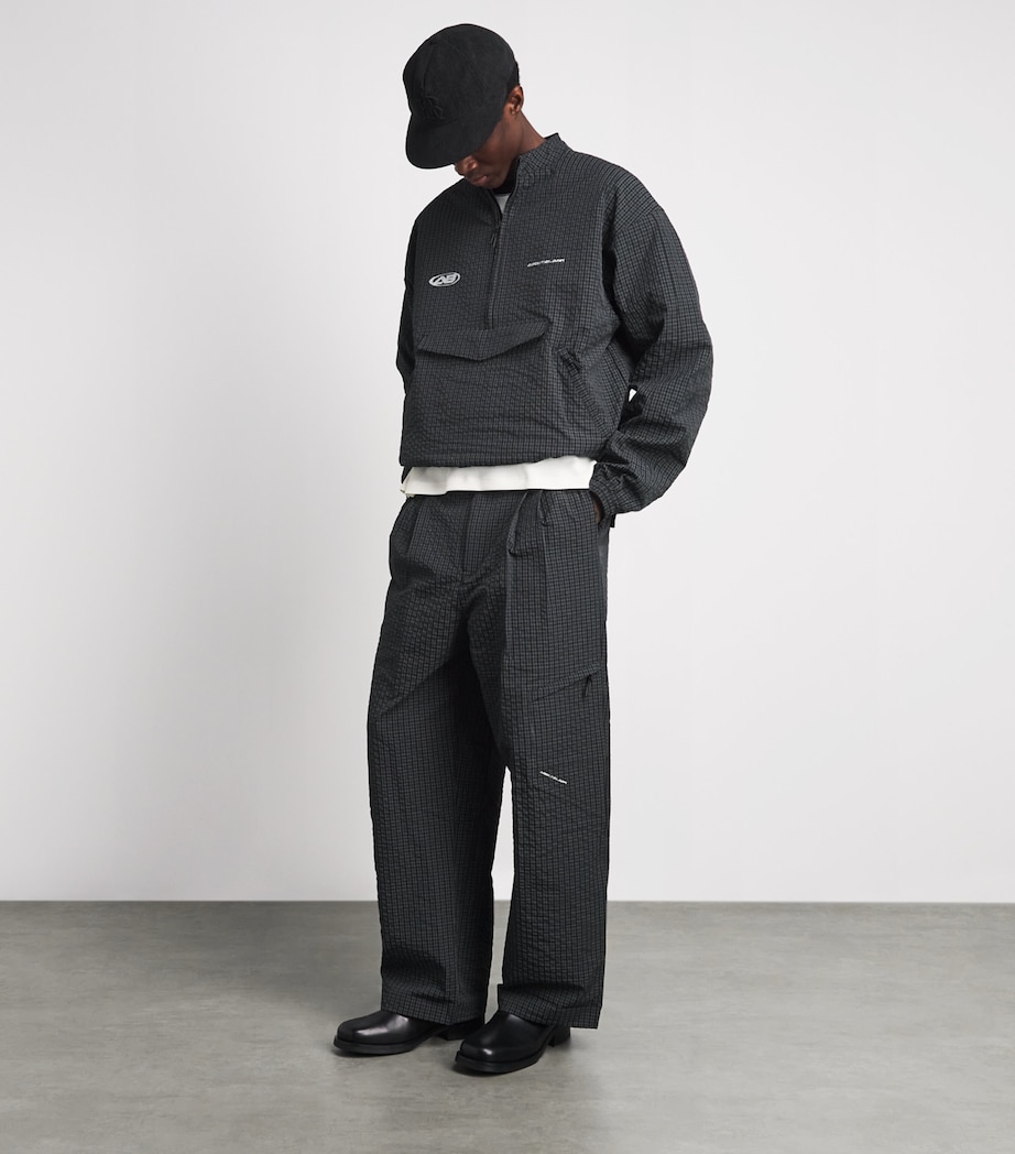 about:blank Mens Technical Pleated Trousers Navy Check Image 2