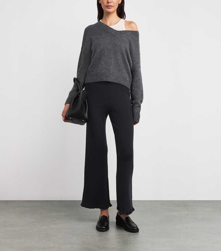 Flared Knitted Trousers NAVY Image 2