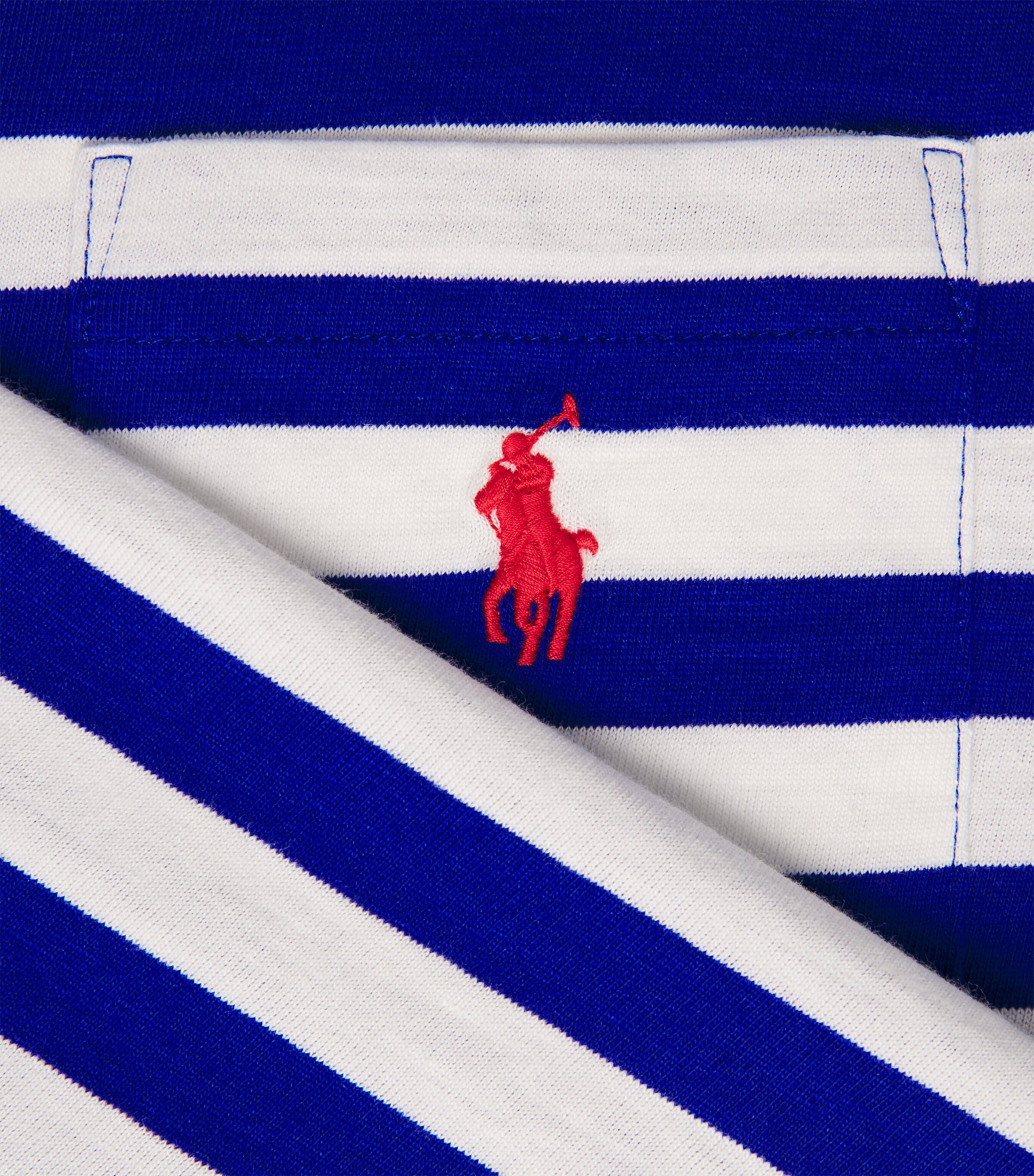 Polo Ralph Lauren Mens Cotton Stripe Polo Pony T-Shirt Rugby Royal/white Image 6