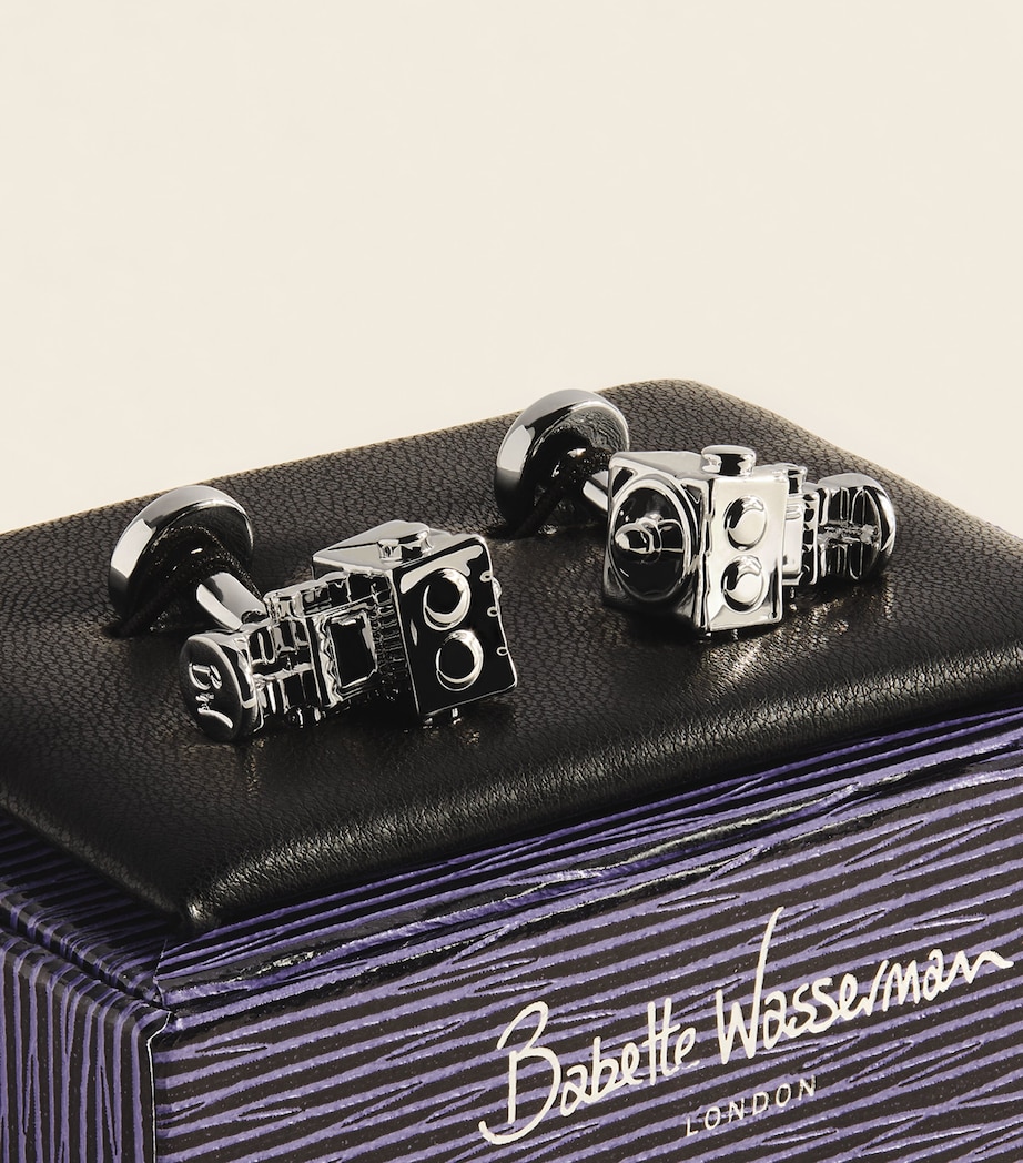 Babette Wasserman Rhodium-Plated Robot Cufflinks Rhodium Image 3