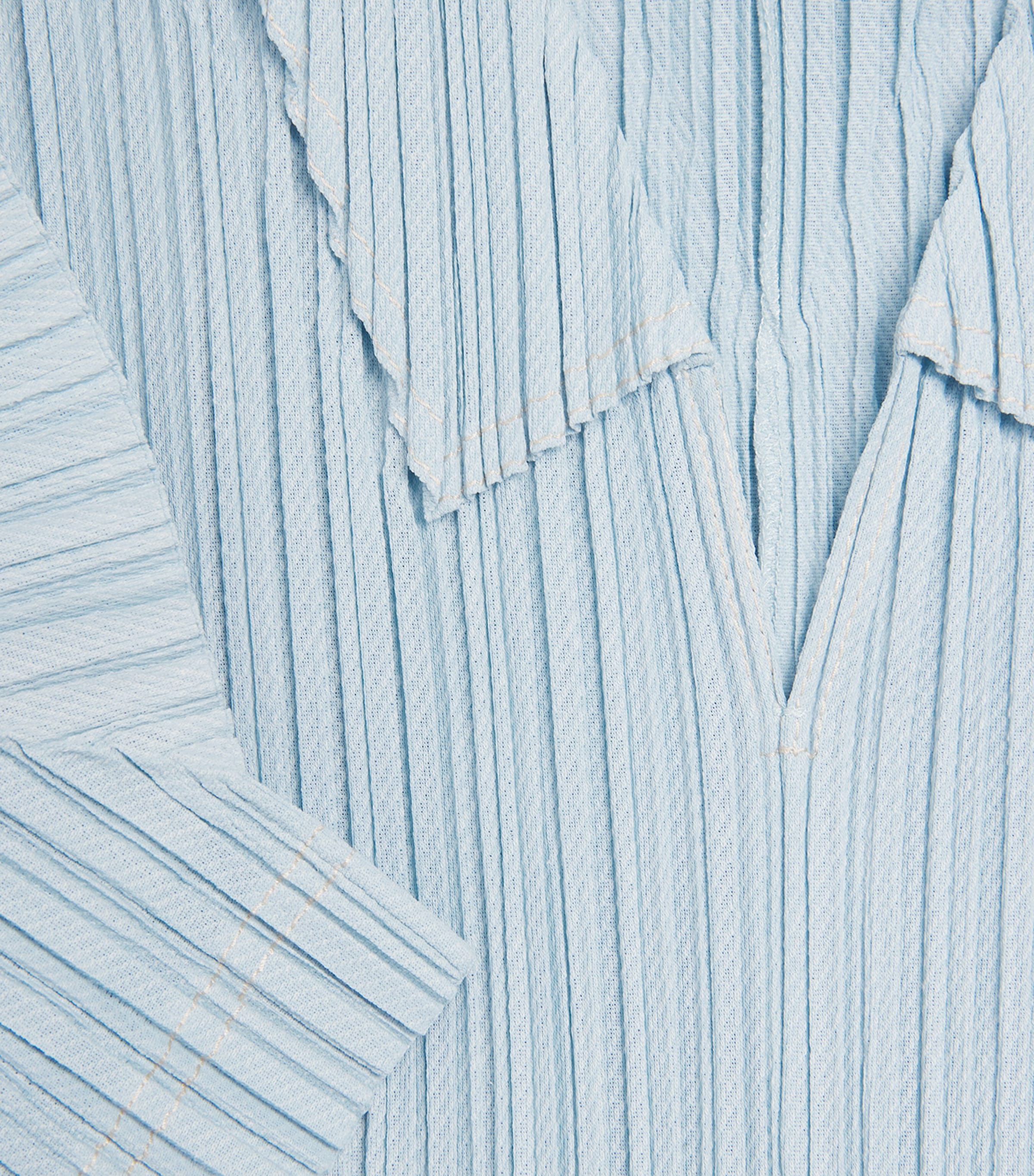 Pleats Please Issey Miyake Womens Cotton Denim Collared Top Light Blue Image 6
