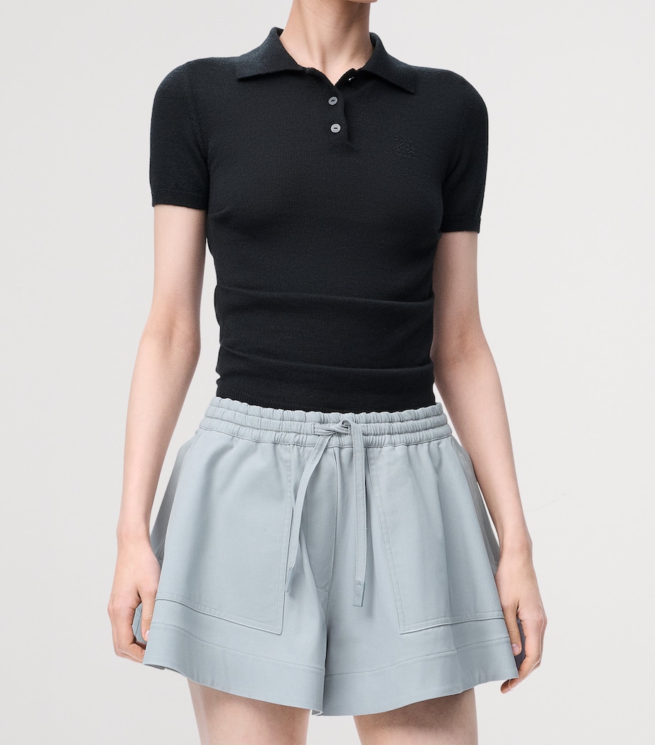 Cashmere-Silk Anagram Polo Sweater BLACK Image 3