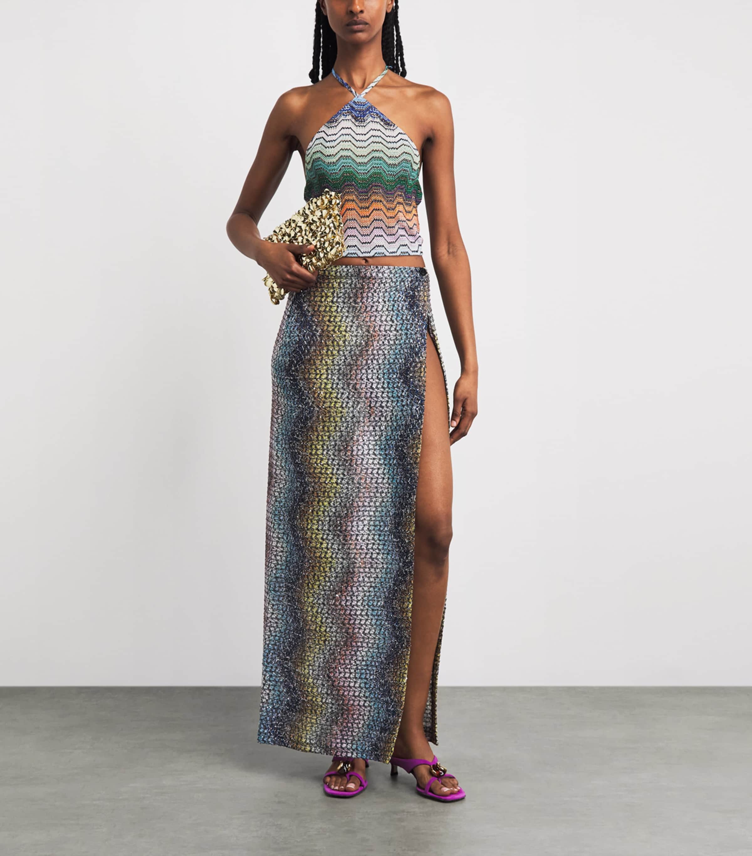Missoni Womens Zigzag Halterneck Top Smsnq Mlti Blk/gr/or Image 2
