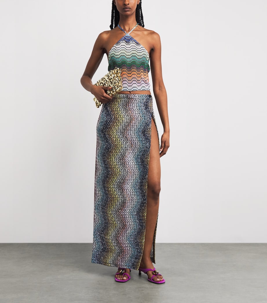 Missoni Womens Zigzag Halterneck Top Smsnq Mlti Blk/gr/or Image 2
