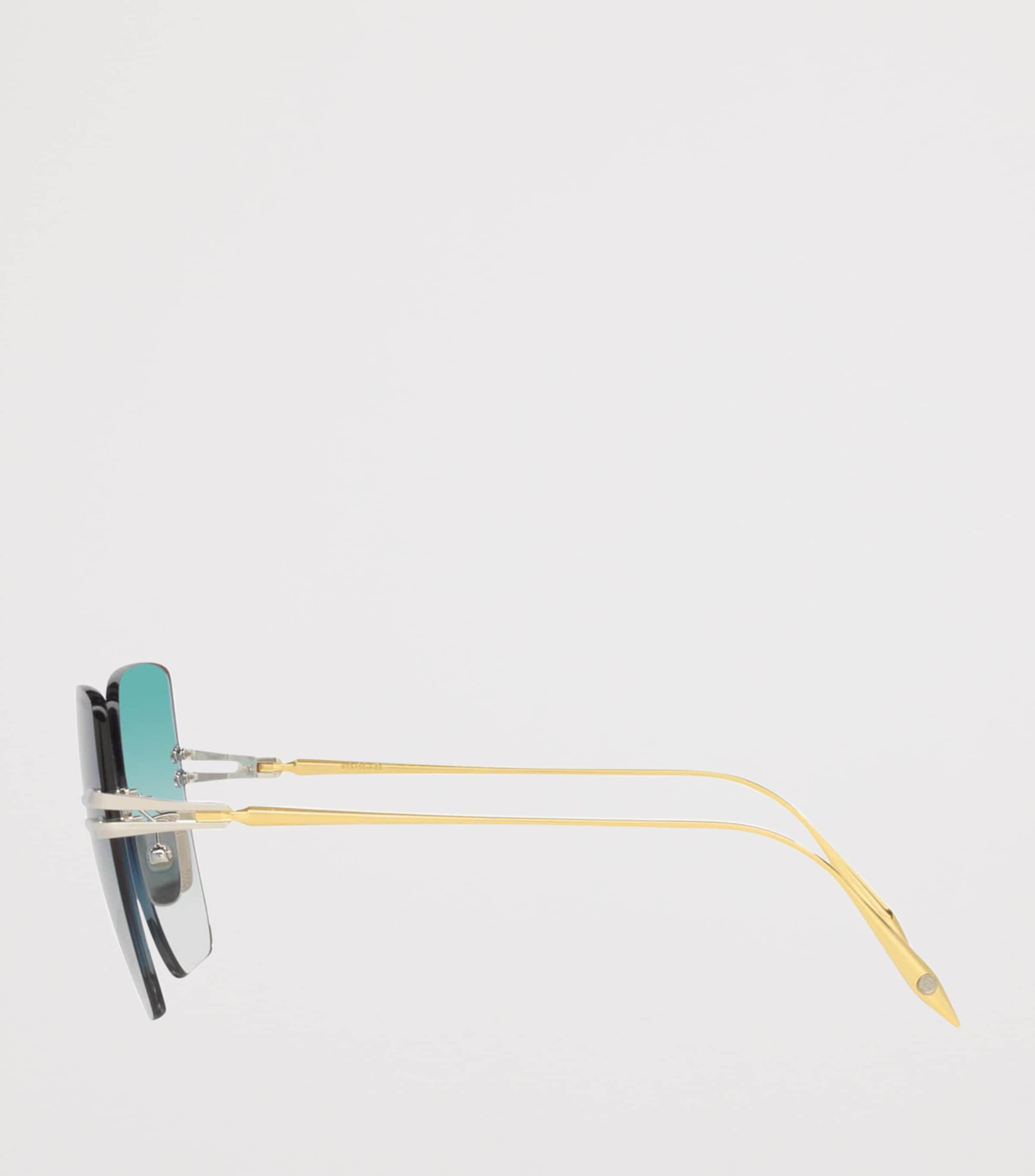 DITA Rimless Square Embra Sunglasses Silver Image 3