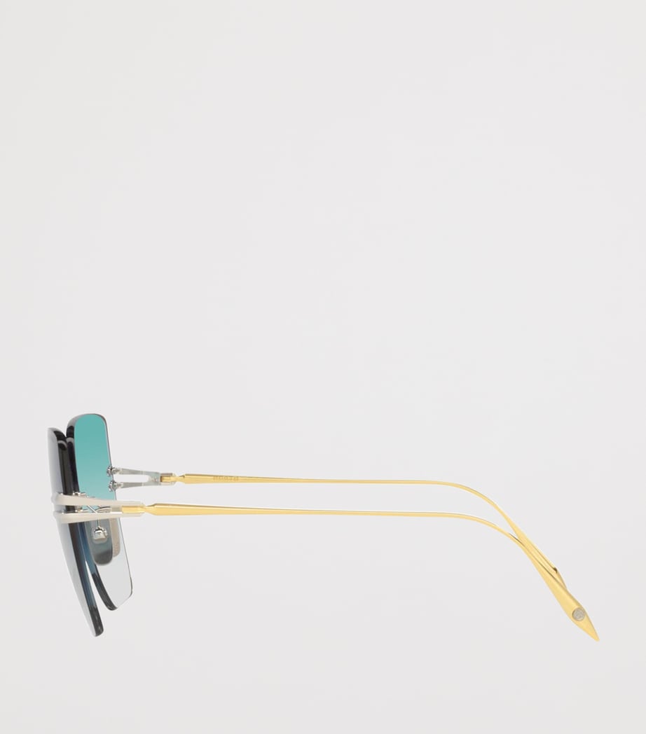 DITA Rimless Square Embra Sunglasses Silver Image 3