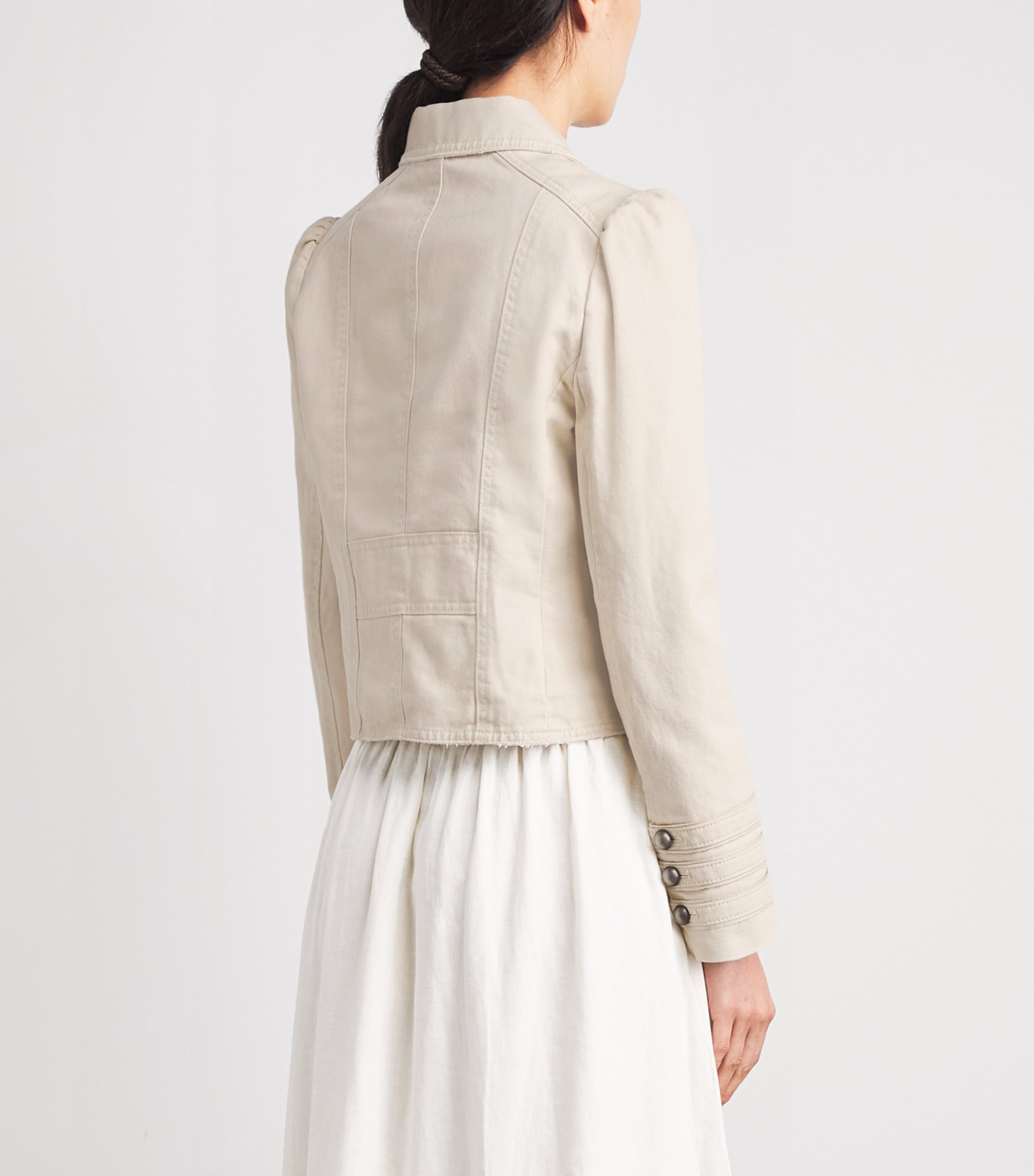 ME+EM Womens Organic Cotton Twill Military Jacket Ecru Image 5