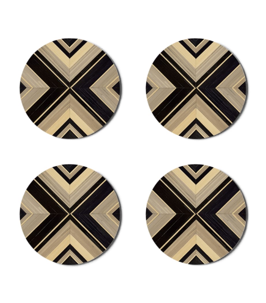 Set of 4 Geometrique Round Coasters NATURAL Image 1