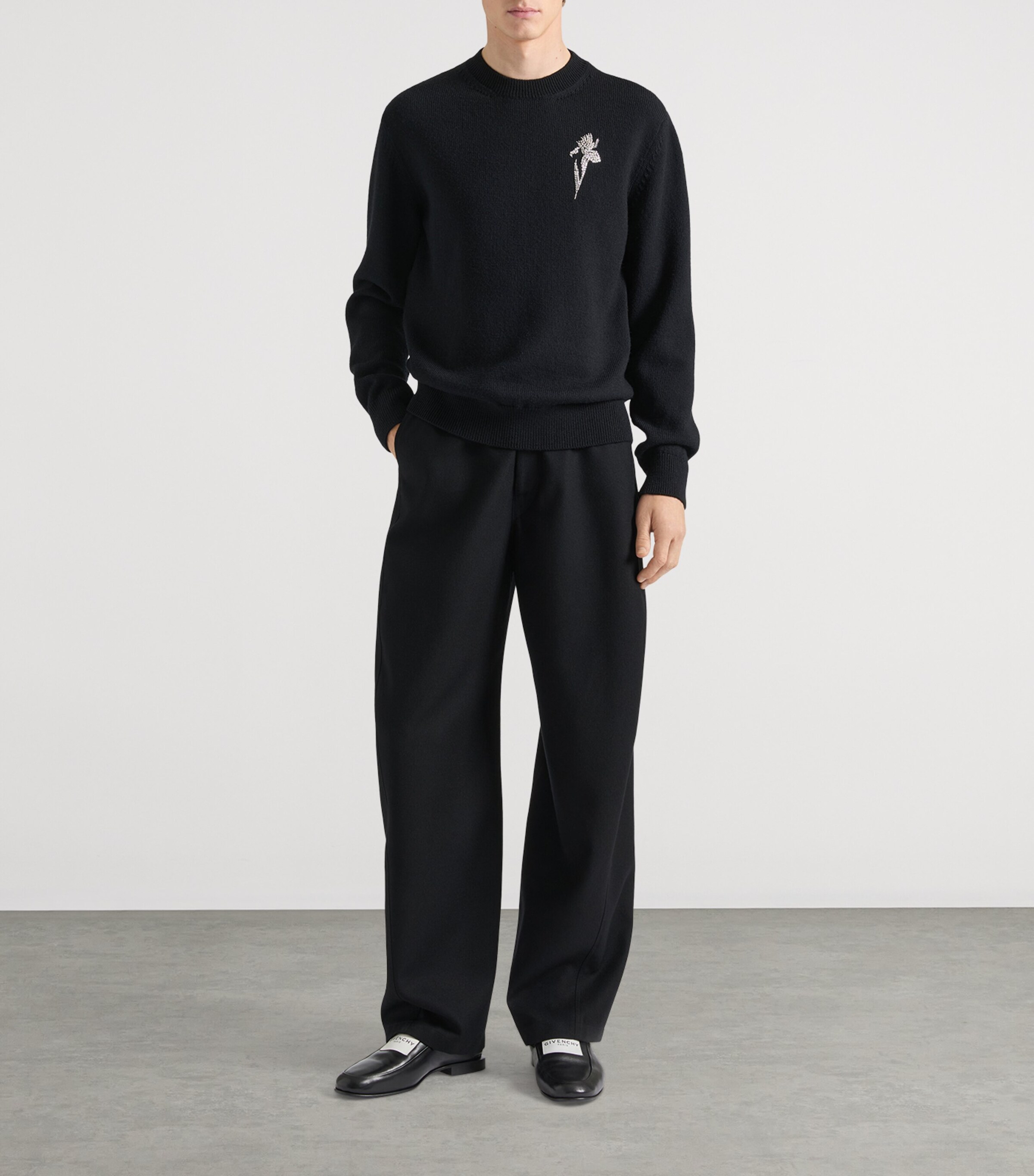 Givenchy Mens Cashmere Embellished Sweater Black Image 2